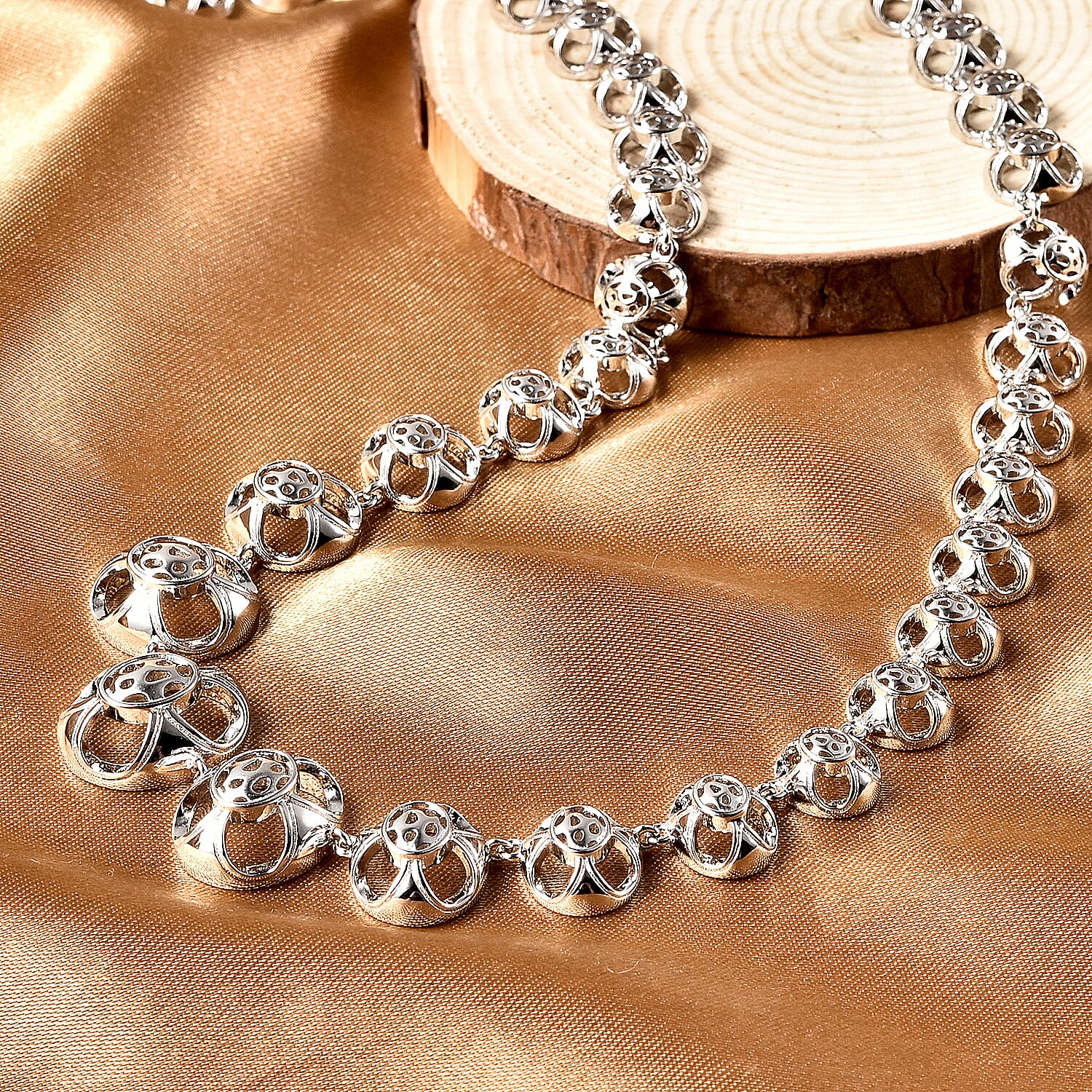 Rachel Galley Art Deco Collection - Rhodium Overlay Sterling Silver Necklace (Size 20) 40 Grams