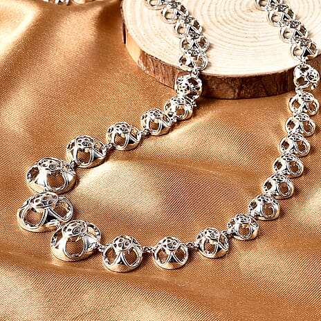 Rachel Galley Art Deco Collection - Rhodium Overlay Sterling Silver Necklace (Size 20) 40 Grams