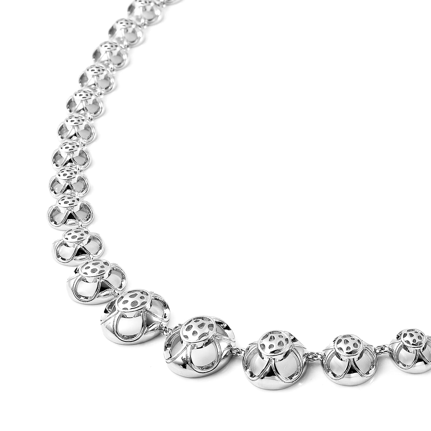 Rachel Galley Art Deco Collection - Rhodium Overlay Sterling Silver Necklace (Size 20) 40 Grams