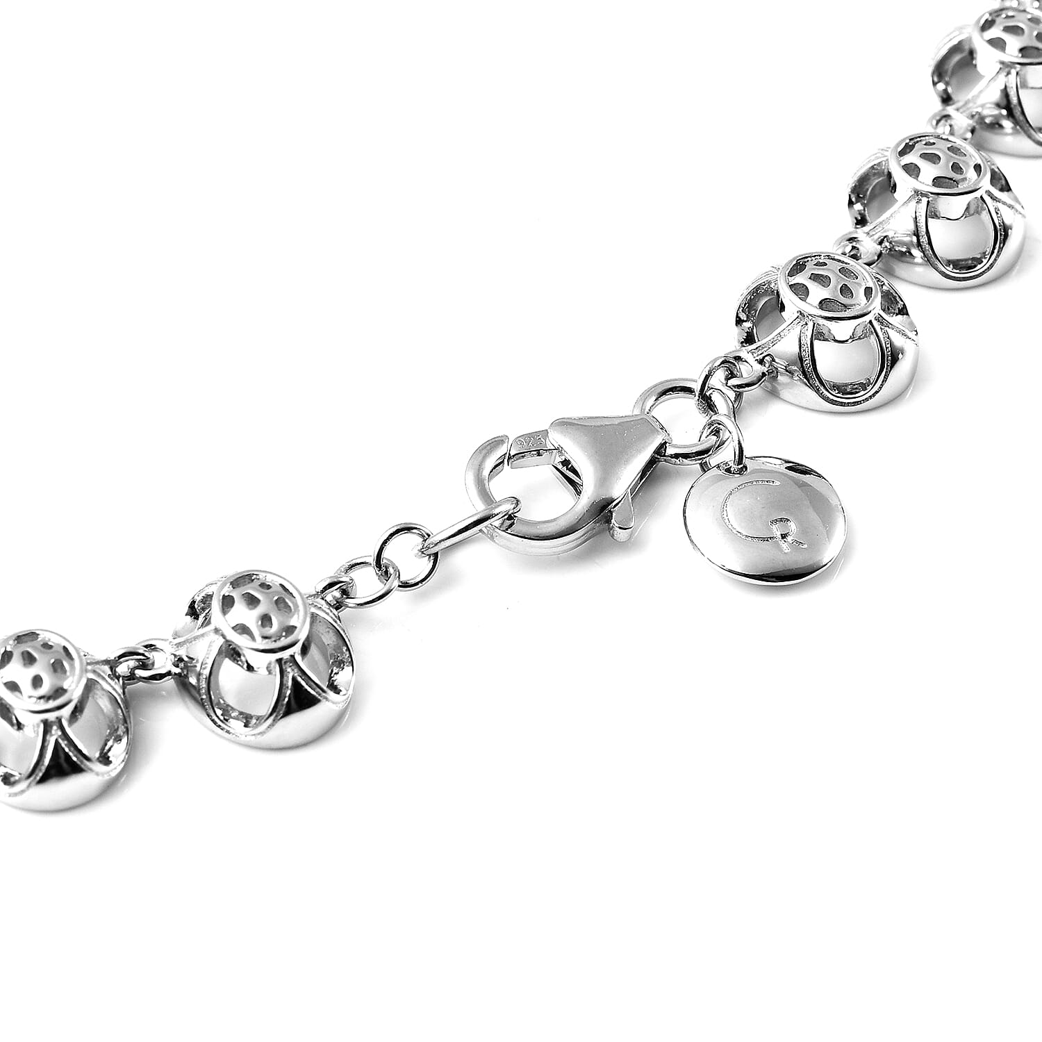 Rachel Galley Art Deco Collection - Rhodium Overlay Sterling Silver Necklace (Size 20) 40 Grams