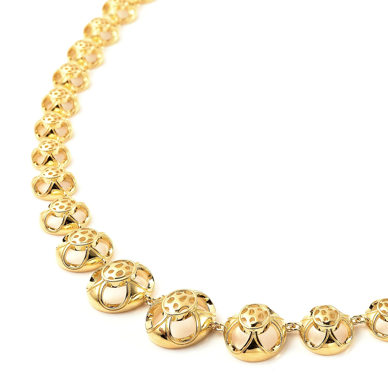 Rachel Galley Art Deco Collection - Yellow Gold Overlay Sterling Silver Necklace (Size 20), Silver Wt 39.70 Gms