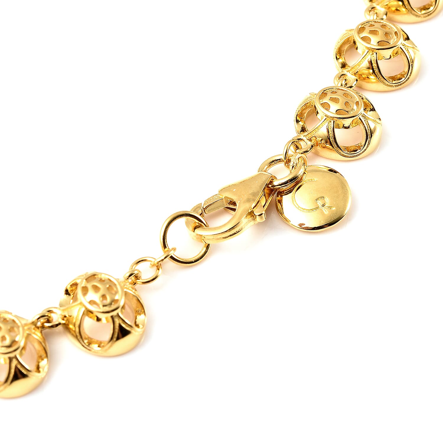 Rachel Galley Art Deco Collection - Yellow Gold Overlay Sterling Silver Necklace (Size 20), Silver Wt 39.70 Gms