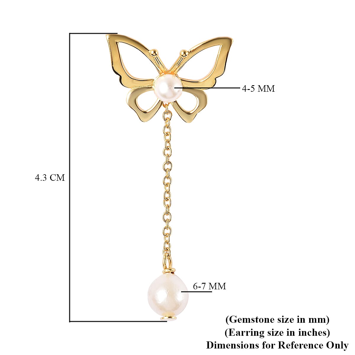 Japanese Akoya Pearl Earrings (with Push Back) in Yellow Gold Overlay Sterling Silver