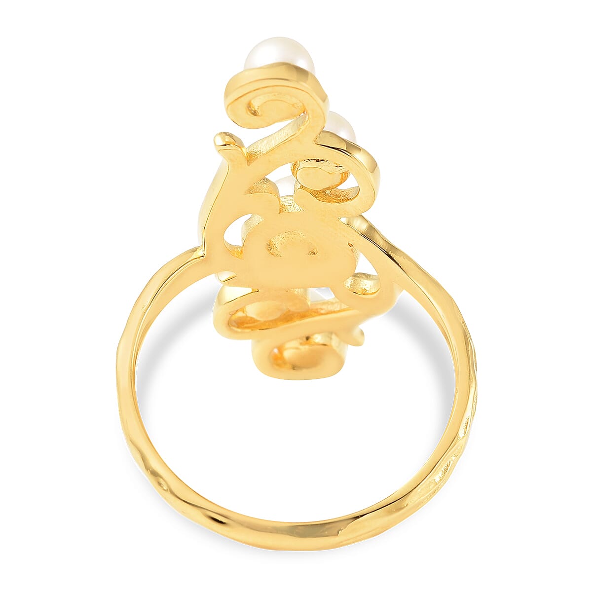 Japanese Akoya Pearl Ring in Yellow Gold Overlay Sterling Silver