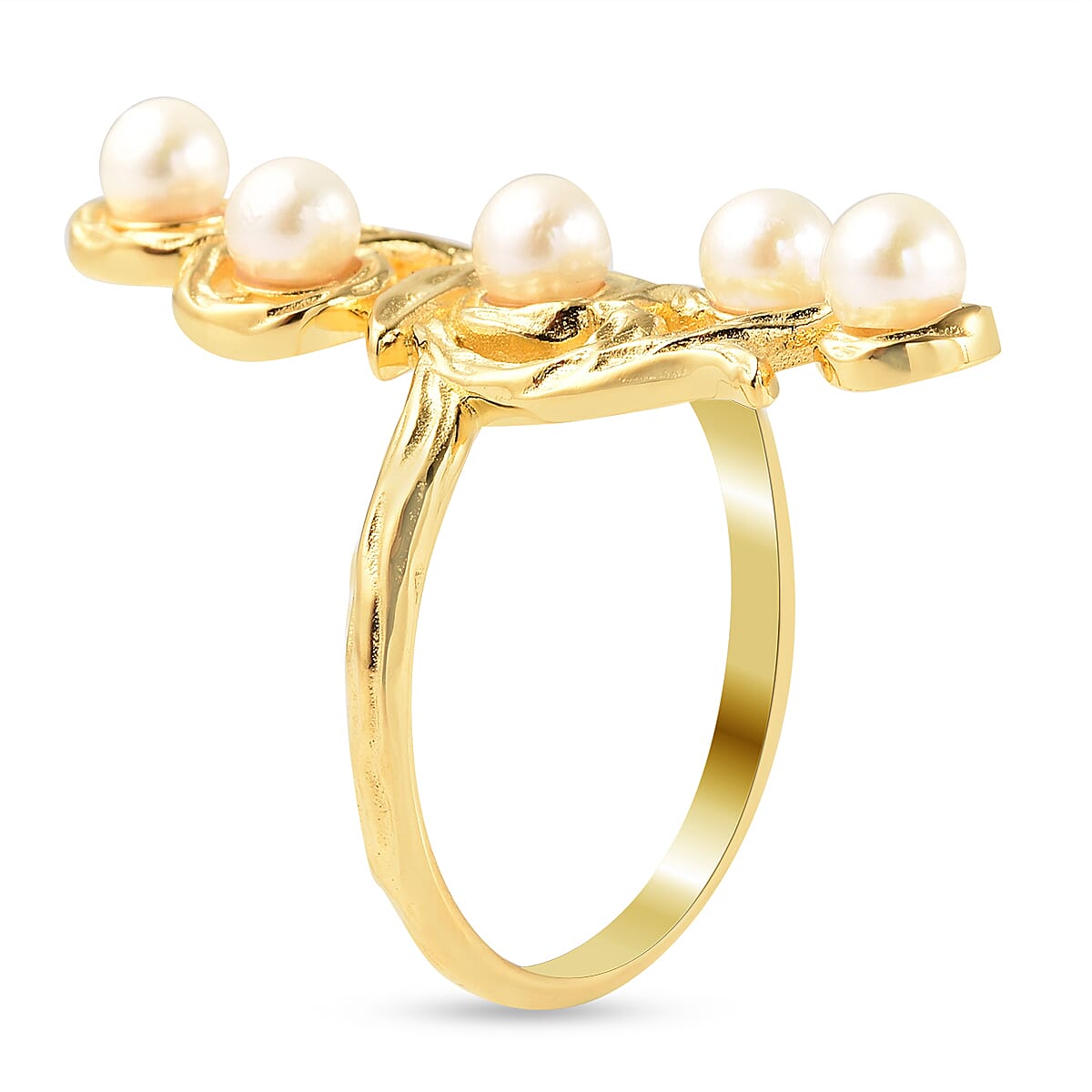 Japanese Akoya Pearl Ring in Yellow Gold Overlay Sterling Silver