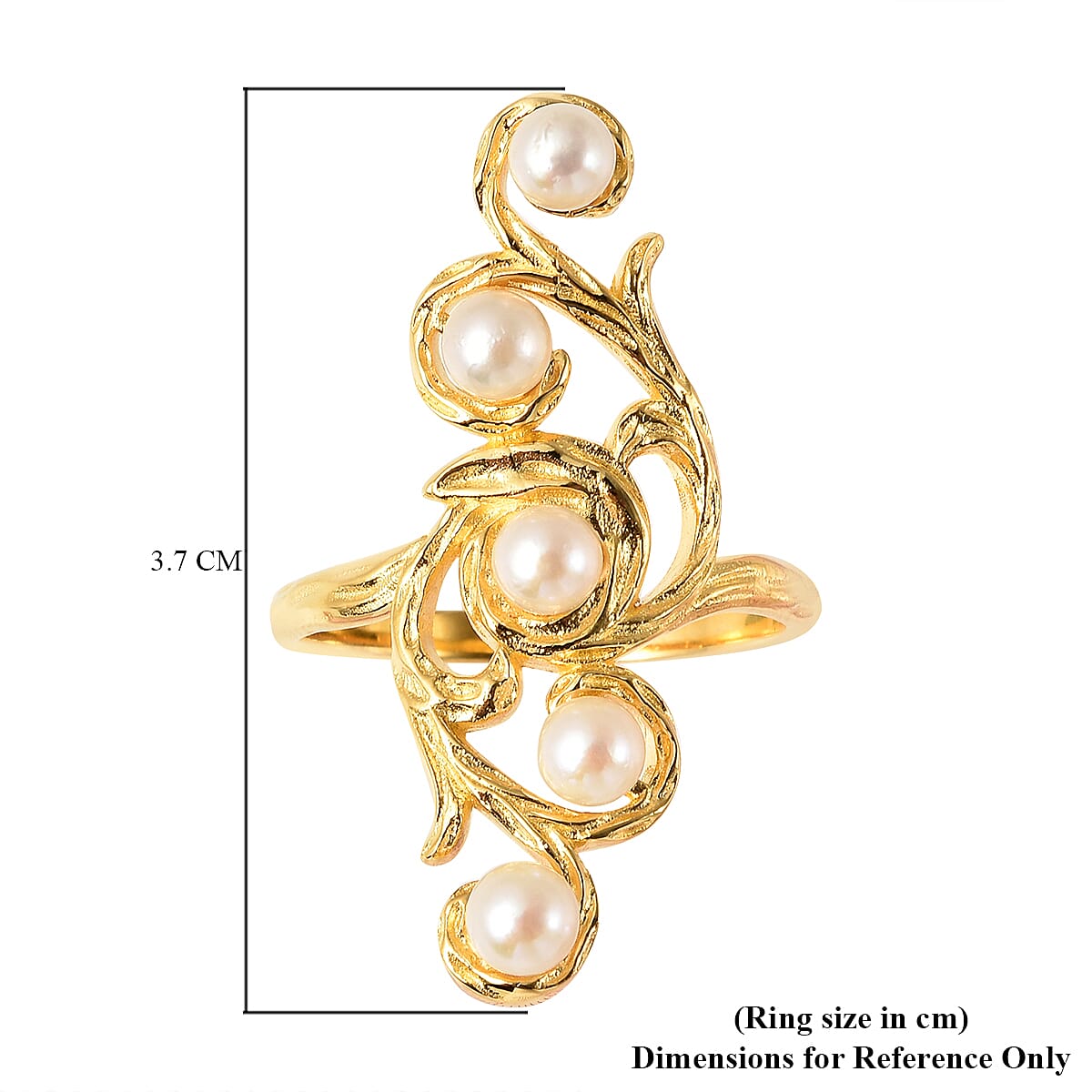 Japanese Akoya Pearl Ring in Yellow Gold Overlay Sterling Silver