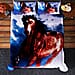 Deluxe Range- Horse Digital Pattern Flannel Sherpa Comforter (Size King - 250x230 Cm) and 2 Pillowcase (Size 92x50 Cm)- Blue