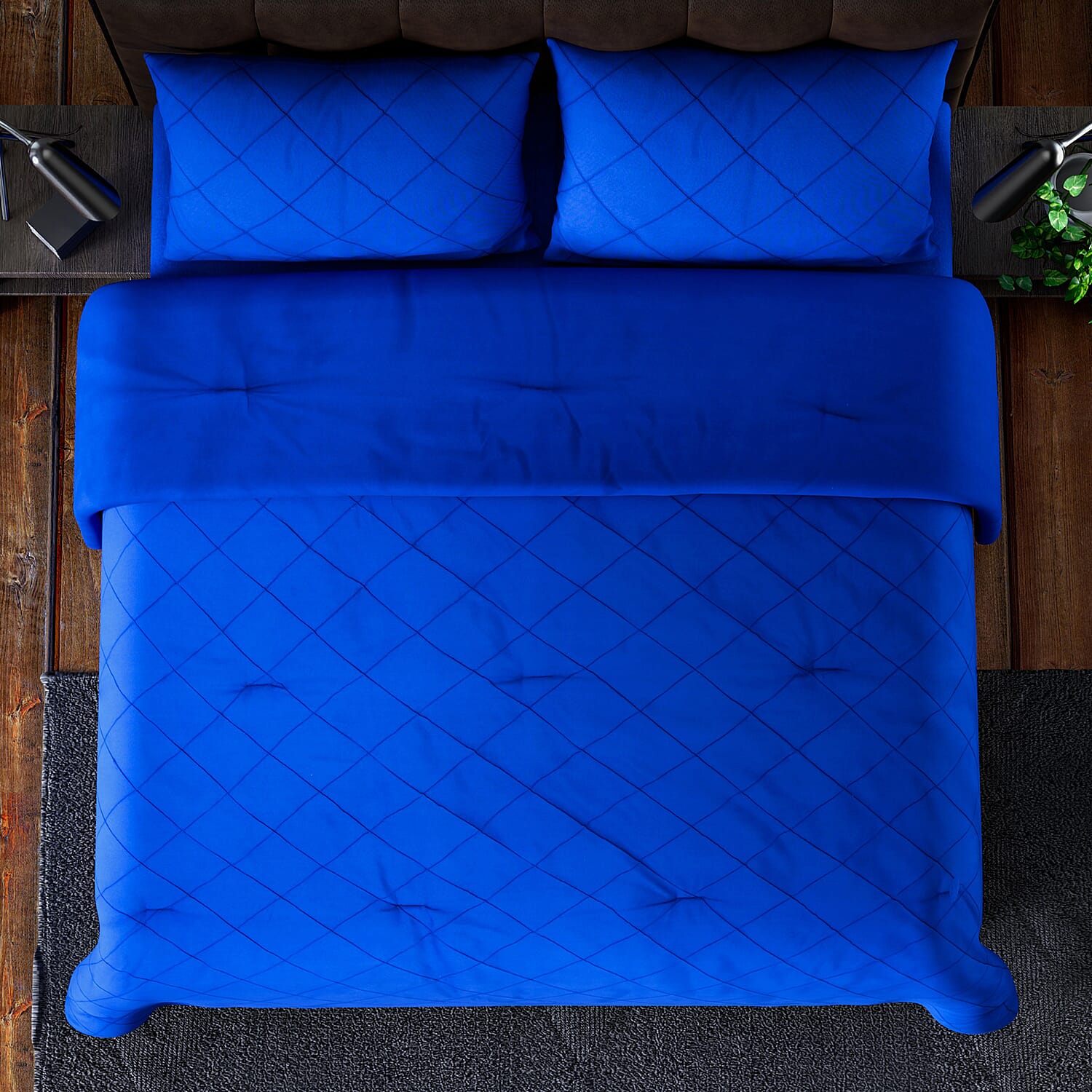 4 Piece Set Solid Microfibre Flat Sheet Fitted Sheet and 2 Pillowcases