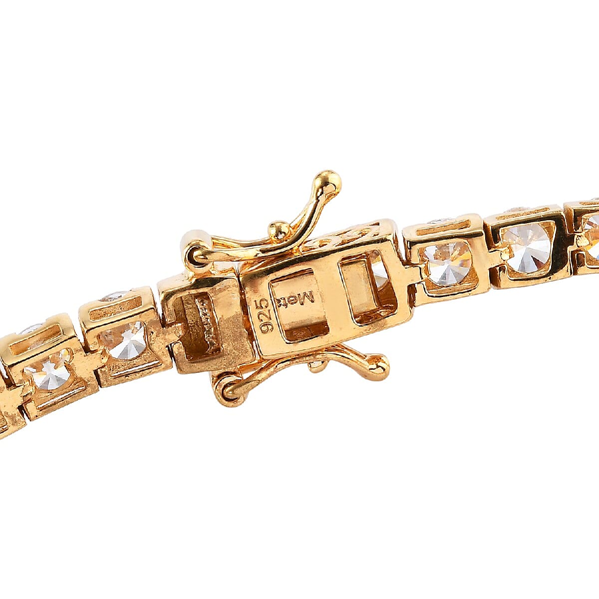 Lustro Stella 14K Gold Overlay Sterling Silver Tennis Bracelet (Size 7.5) Made with Finest CZ 18.48 Cts  Silver wt 10.06 Gms