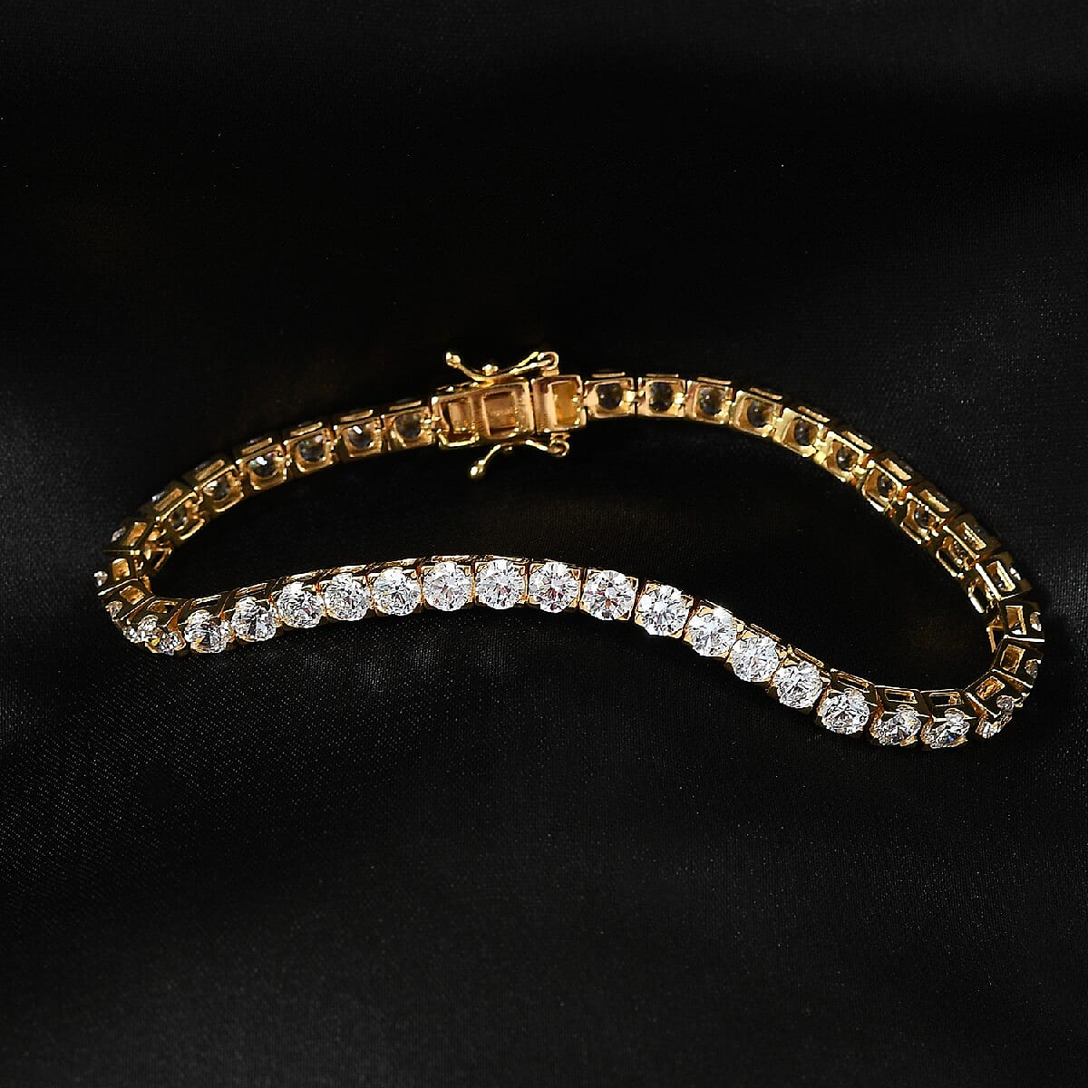 Swarovski Zirconia Bracelet in 14K Gold Overlay Sterling Silver 13.50 ct,  Sliver Wt. 10.06 Gms  13.500  Ct.
