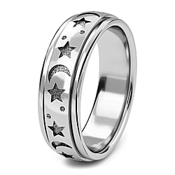 Sterling Silver Fidget Spinner Band Anxiety Stress Reliever Ring for Men and Women