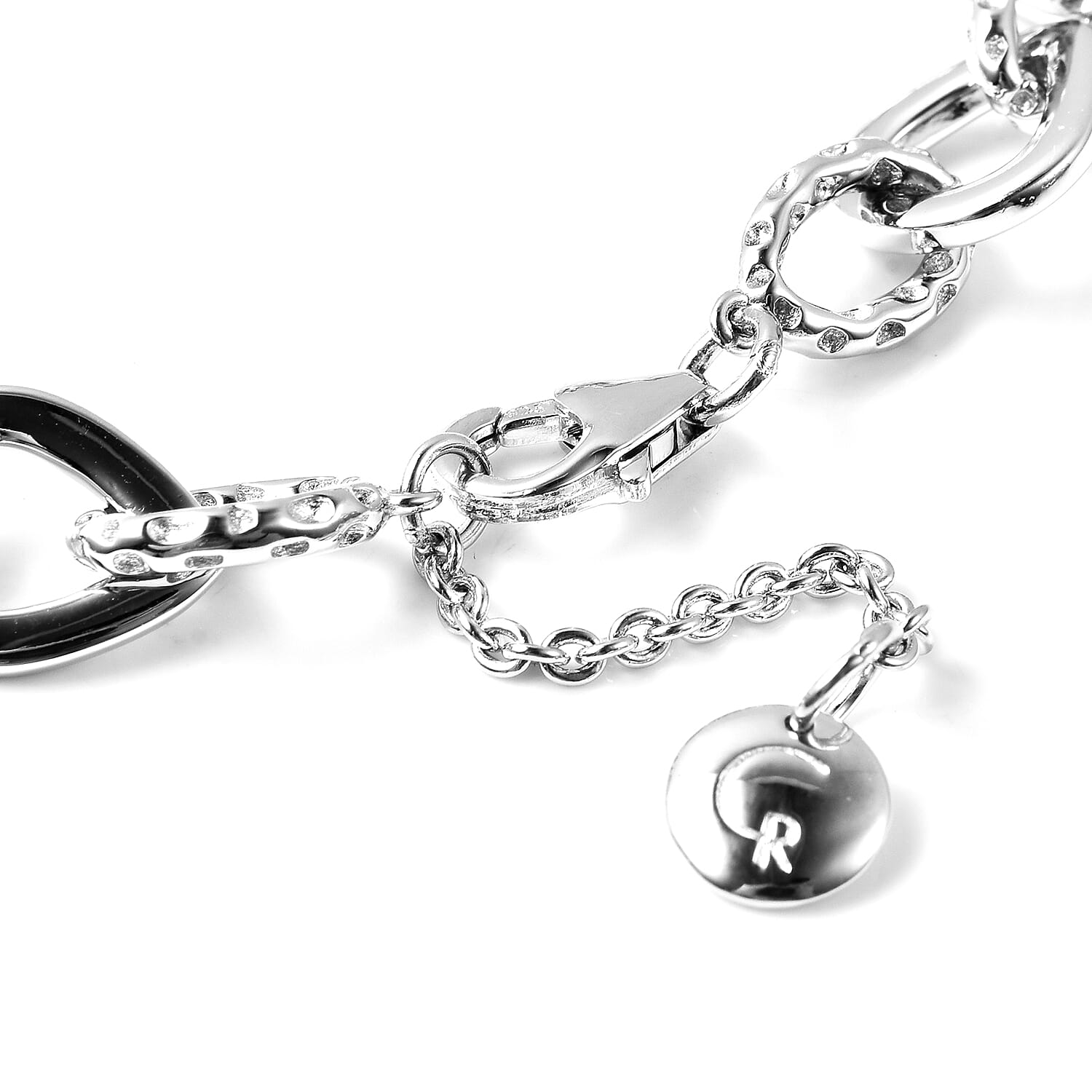 Rachel Galley Love Link Collection - Rhodium Overlay Sterling Silver Bracelet (Size 8), Silver wt 15.20 Gms