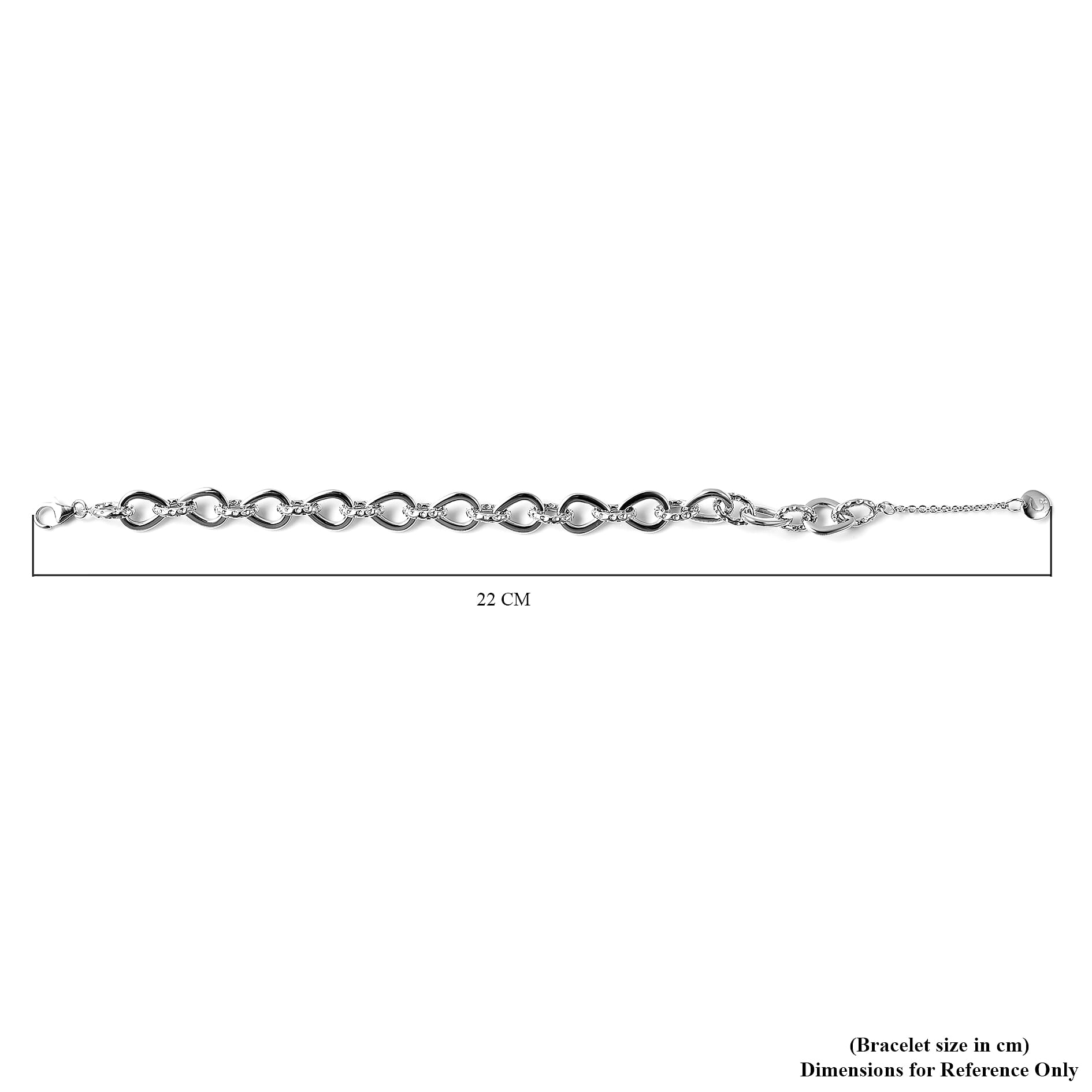 Rachel Galley Love Link Collection - Rhodium Overlay Sterling Silver Bracelet (Size 8), Silver wt 15.20 Gms