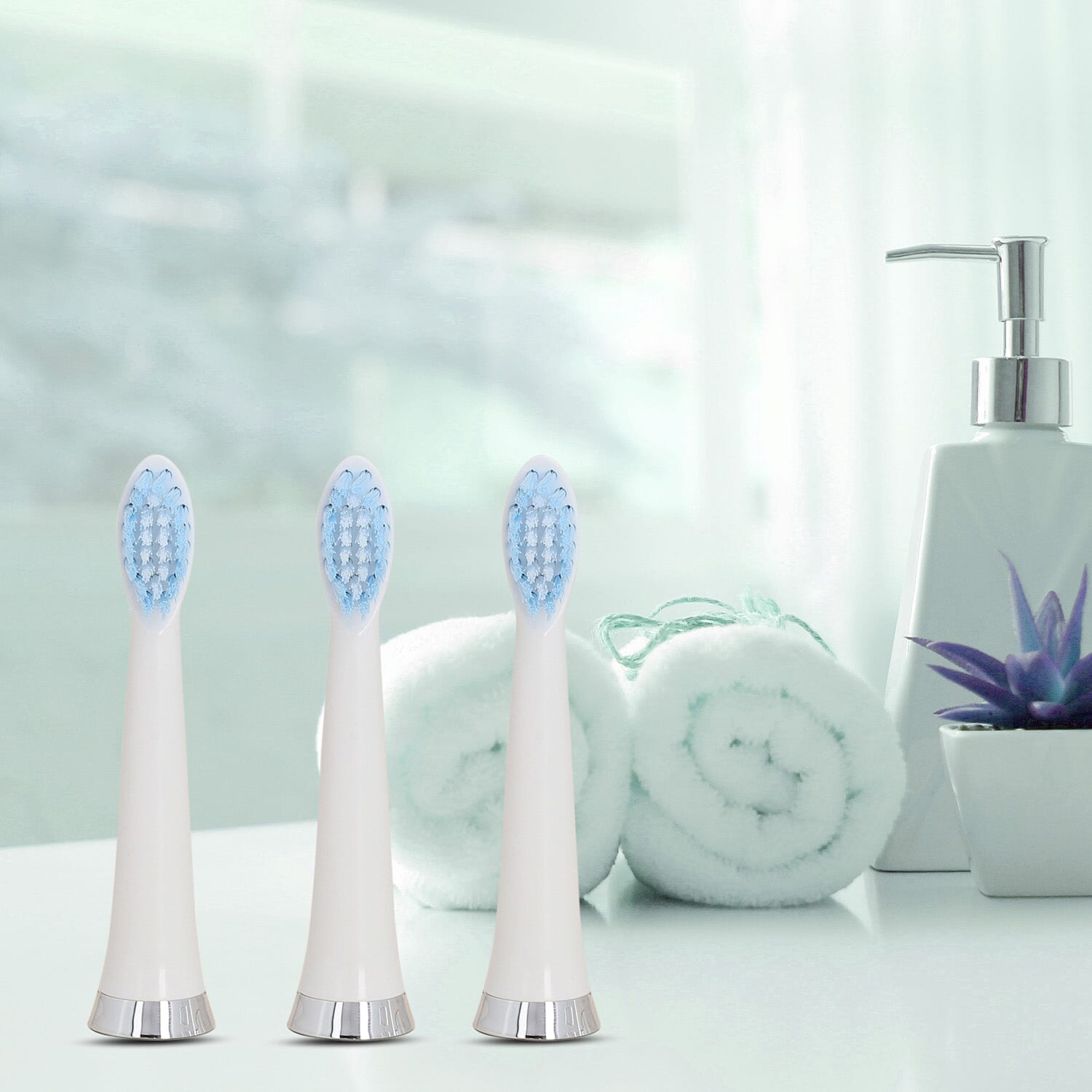 Set of 3 - Sonic Electric Toothbrush Replacement Heads (Size 8x2x2Cm)