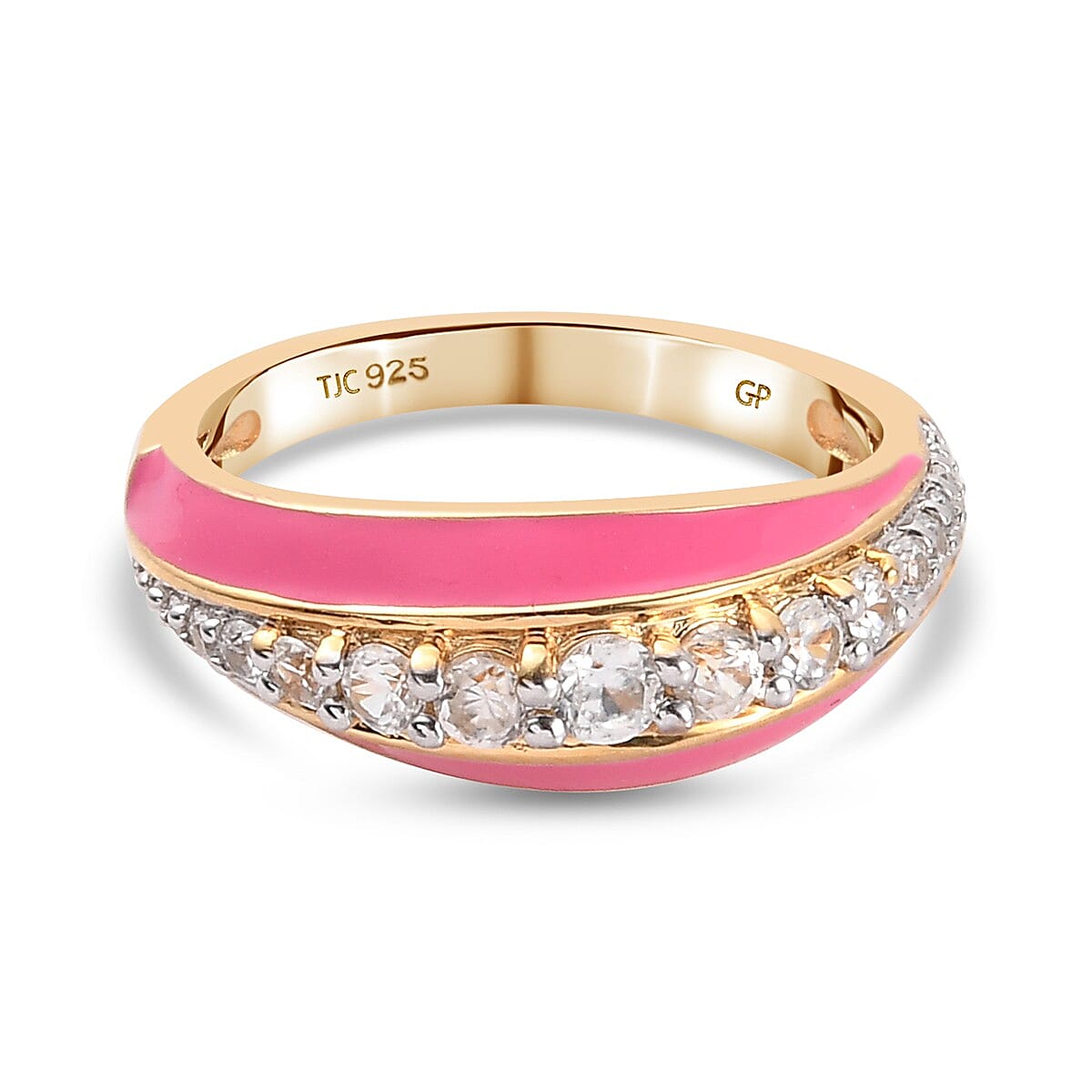 GP Multicolour Passion Collection - Natural Cambodian Zircon and Kanchanaburi Blue Sapphire Enamelled Ring in 14K Gold Overlay Sterling Silver 0.770 Ct.