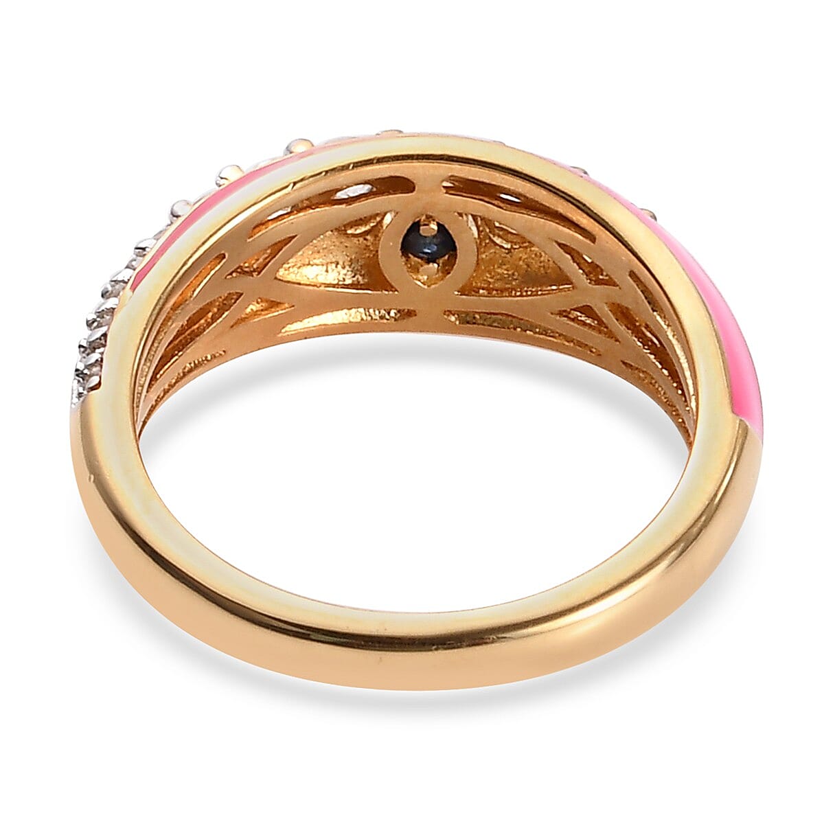 GP Multicolour Passion Collection - Natural Cambodian Zircon and Kanchanaburi Blue Sapphire Enamelled Ring in 14K Gold Overlay Sterling Silver 0.770 Ct.