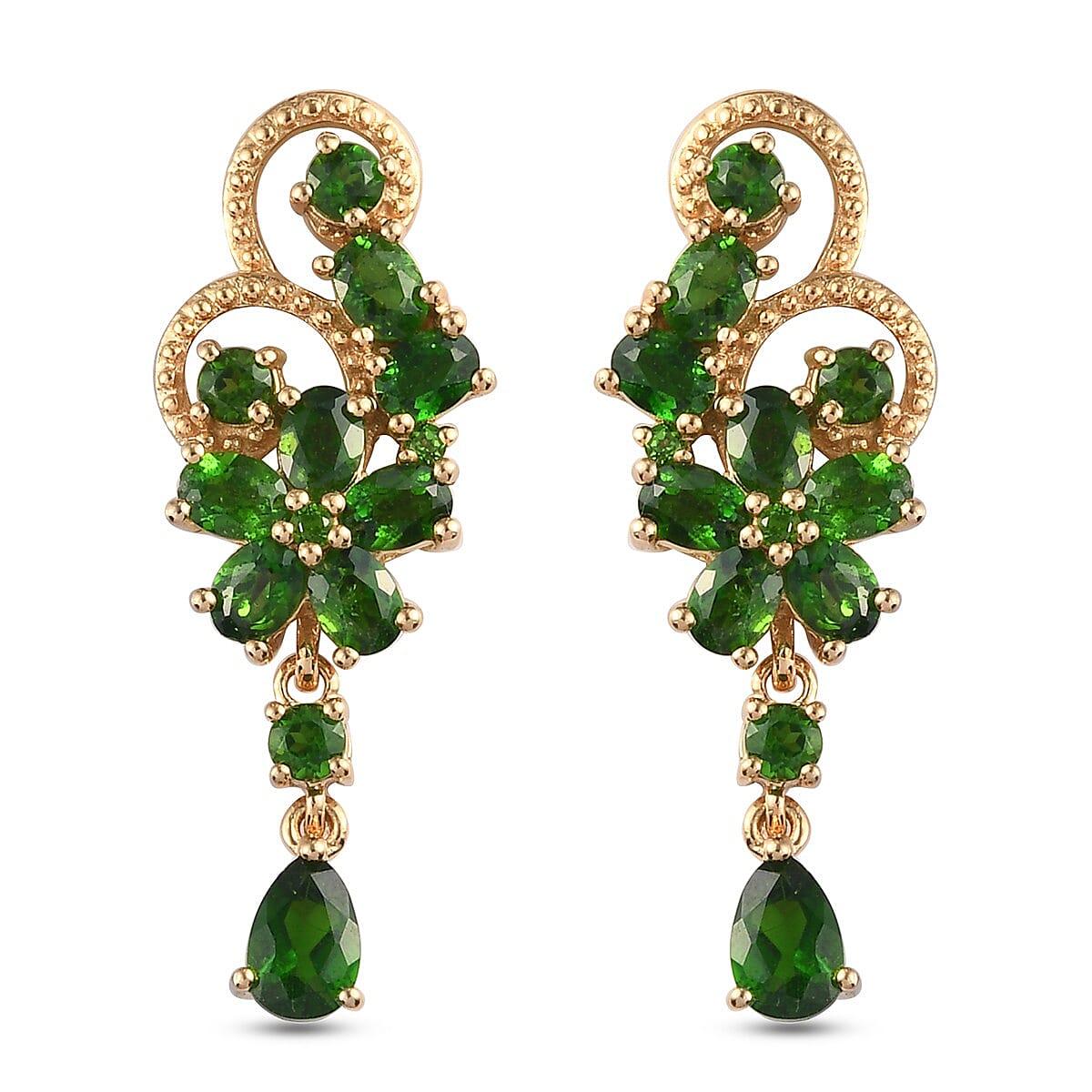 Chrome Diopside Earrings (with Push Back) in 14K Gold Overlay Sterling Silver 4.45 Ct.