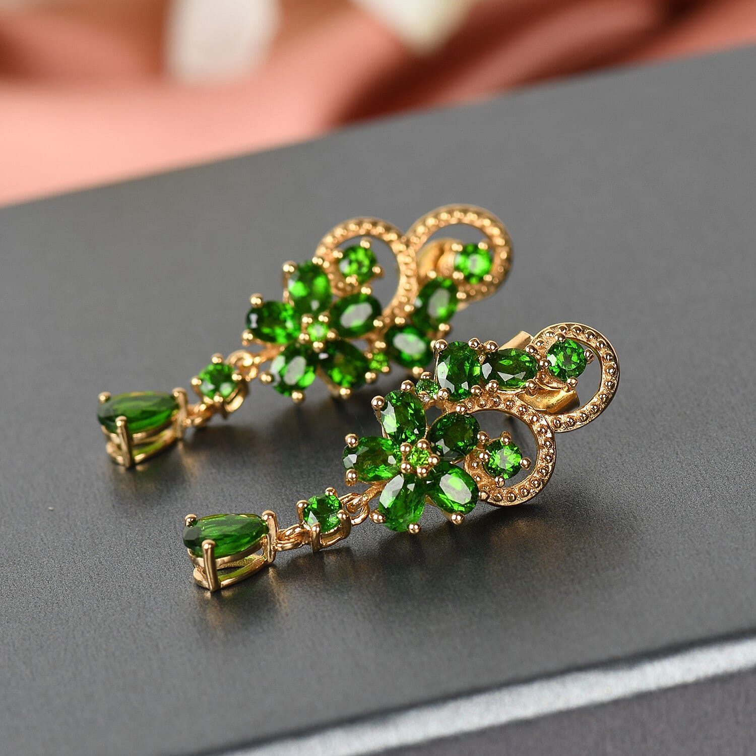 Chrome Diopside Earrings (with Push Back) in 14K Gold Overlay Sterling Silver 4.45 Ct.