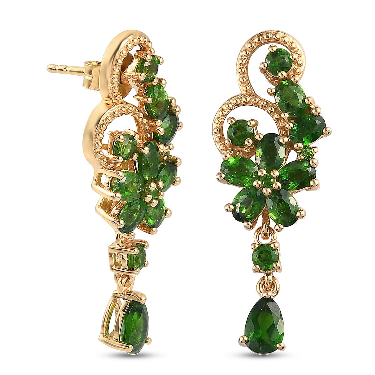 Chrome Diopside Earrings (with Push Back) in 14K Gold Overlay Sterling Silver 4.45 Ct.