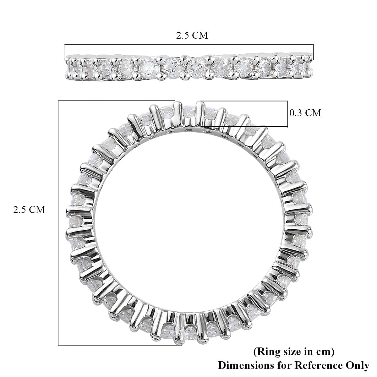 9K White Gold SGL Certified Diamond (I3/ G-H) Full Eternity Ring 1.00 Ct.