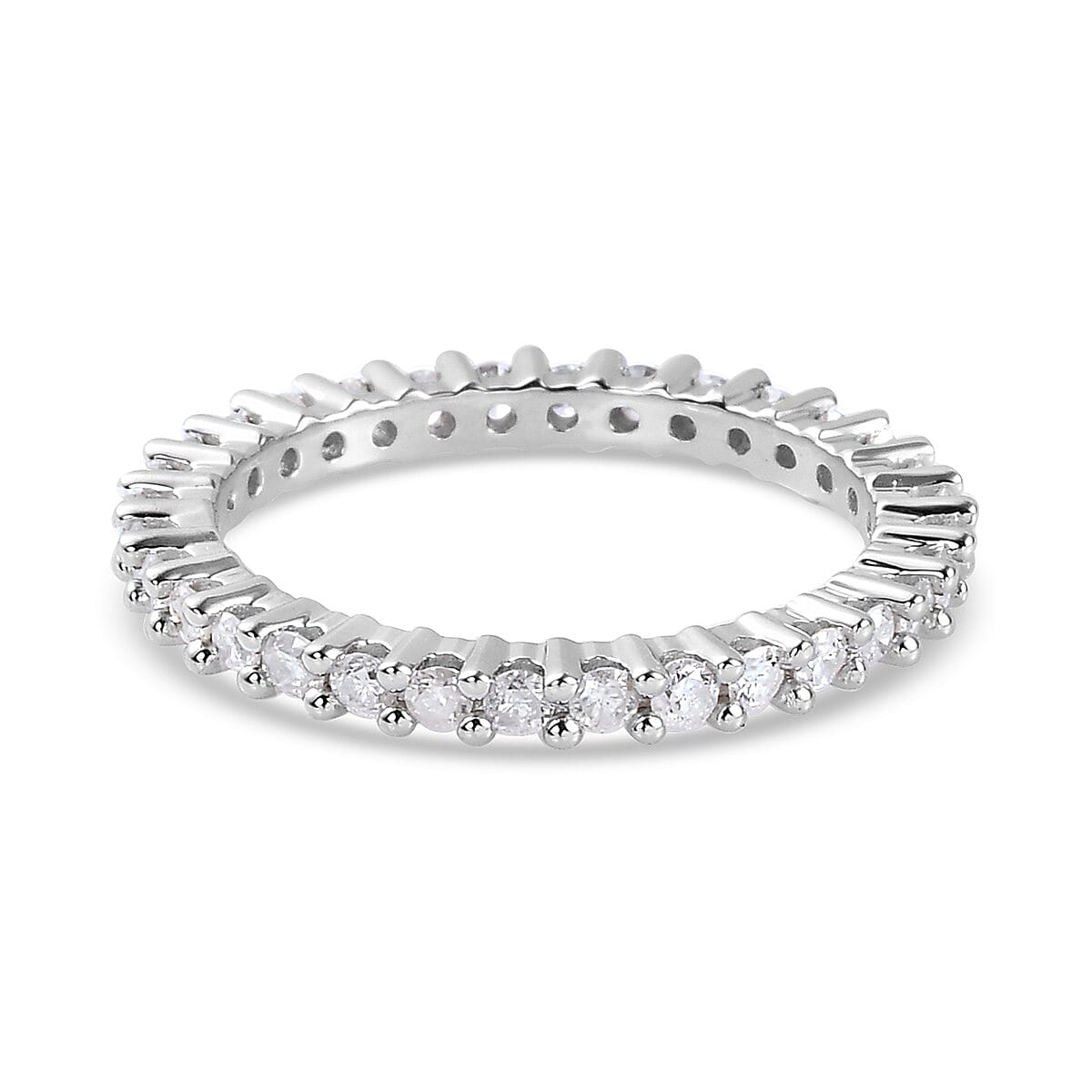 9K White Gold SGL Certified Diamond (I3/ G-H) Full Eternity Ring 1.00 Ct.