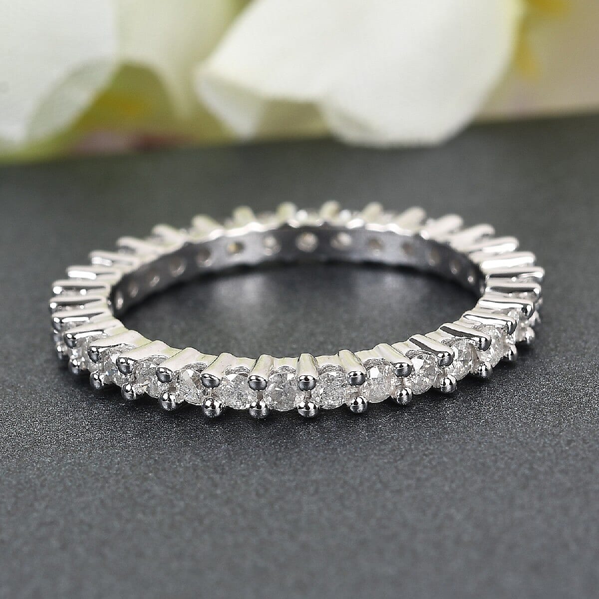 9K White Gold SGL Certified Diamond (I3/ G-H) Full Eternity Ring 1.00 Ct.