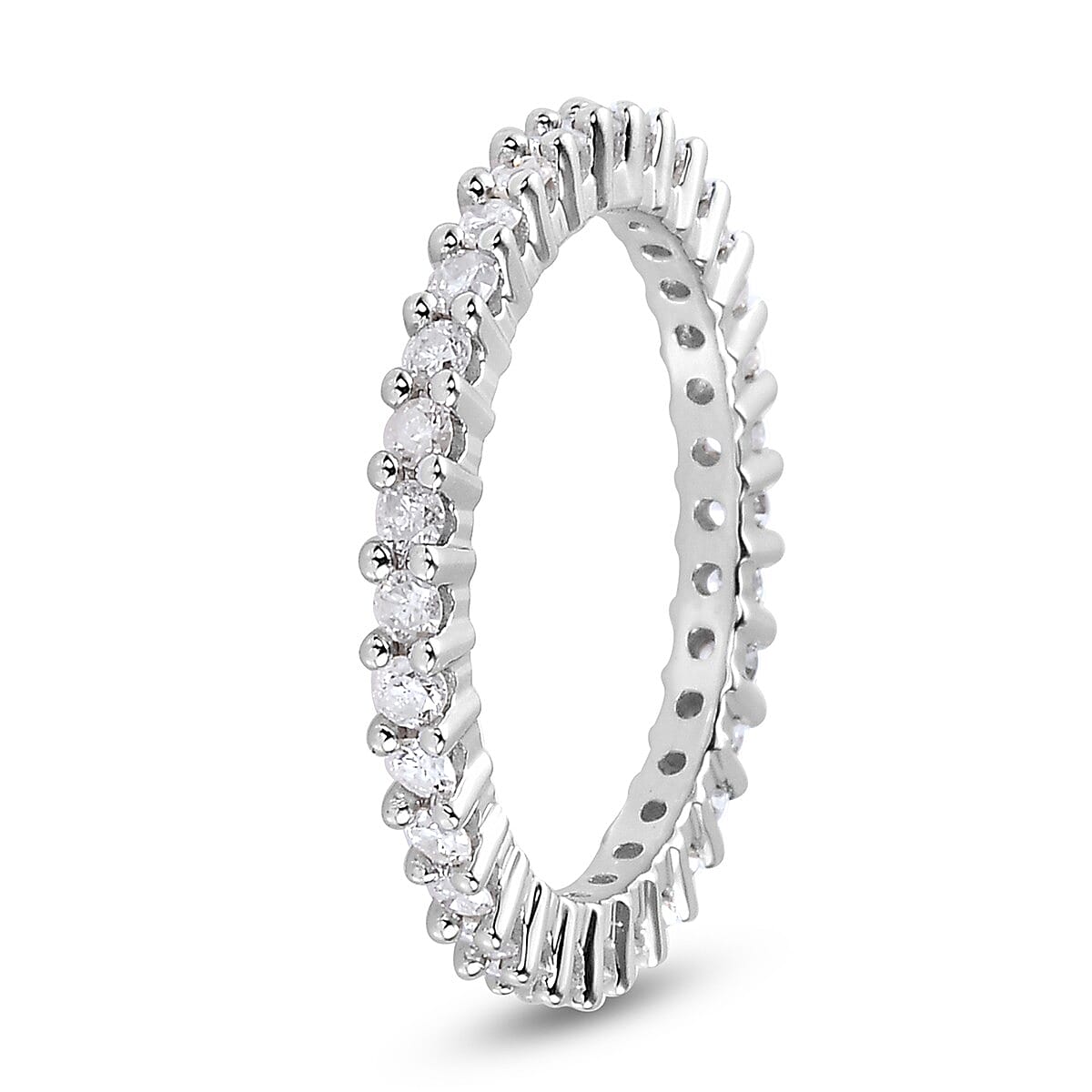 9K White Gold SGL Certified Diamond (I3/ G-H) Full Eternity Ring 1.00 Ct.