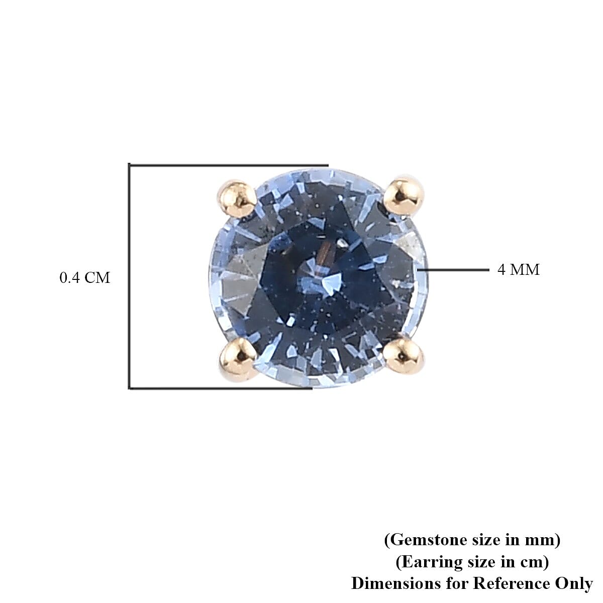 9K Yellow Gold  Blue Ceylon Sapphire Earrings (with Push Back)