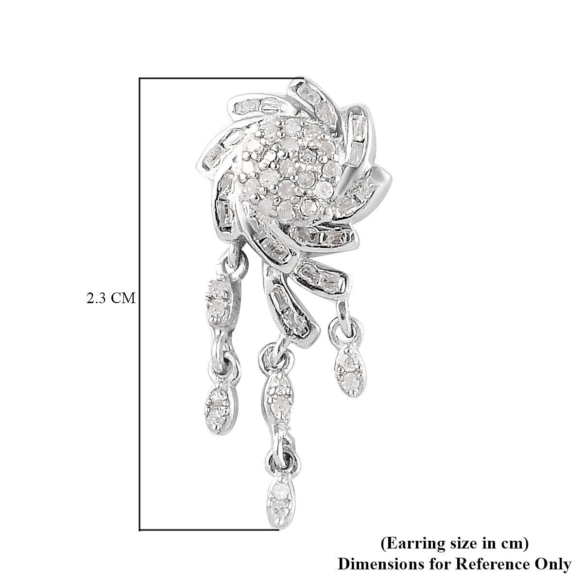 GP - Designer Inspired - Diamond Dangling Earrings (with Push Back) in Platinum Overlay Sterling Silver 0.47 Ct.