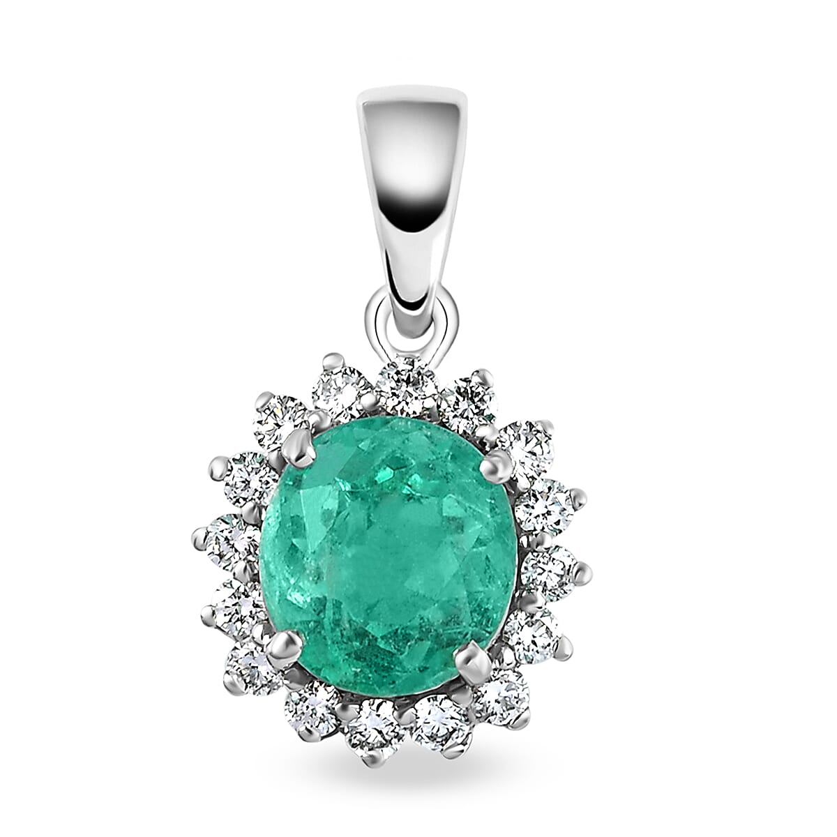 RHAPSODY 950 Platinum AAAA Boyaca Colombian Emerald and Diamond (VS-E-F) Pendant 2.57 Ct.