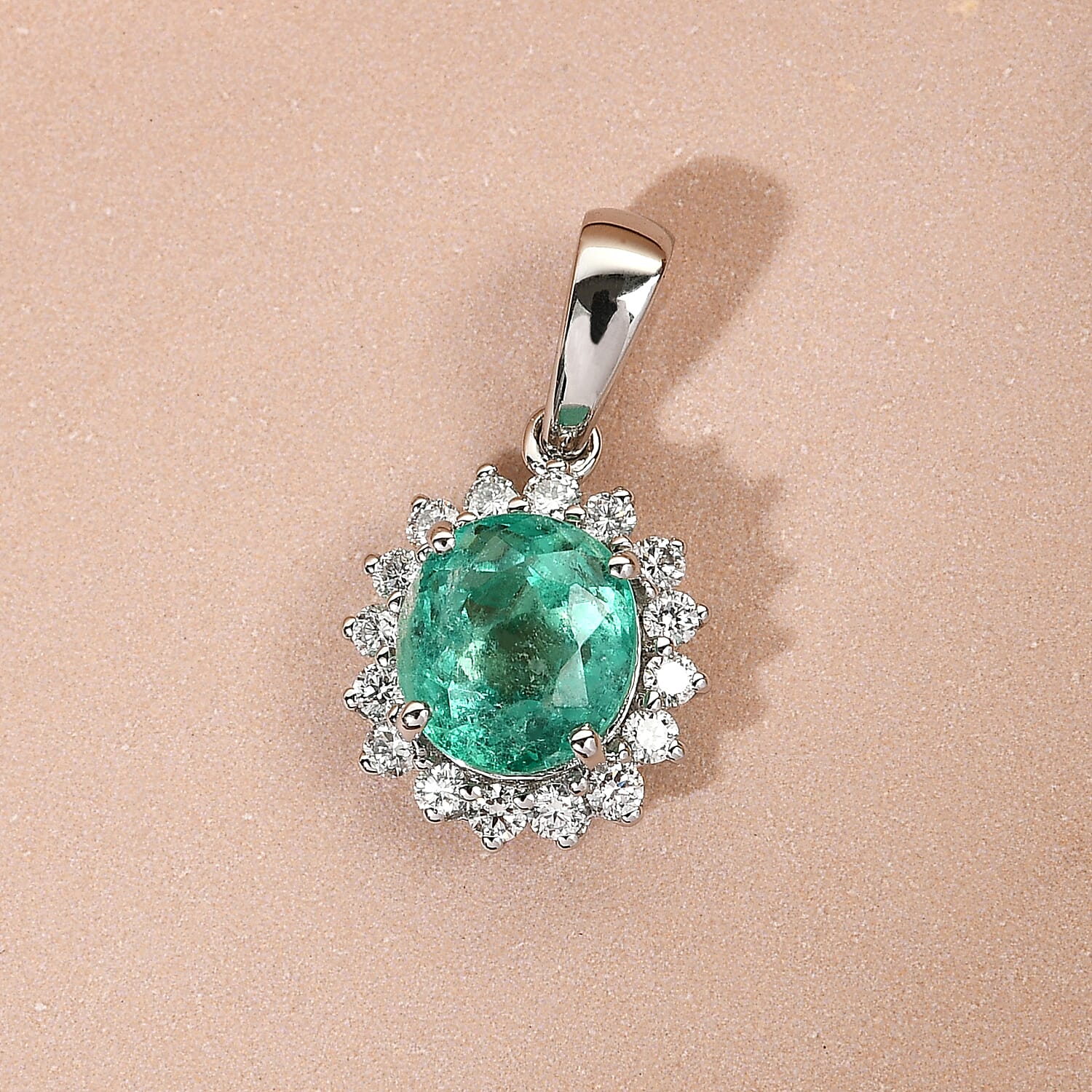 RHAPSODY 950 Platinum AAAA Boyaca Colombian Emerald and Diamond (VS-E-F) Pendant 2.57 Ct.
