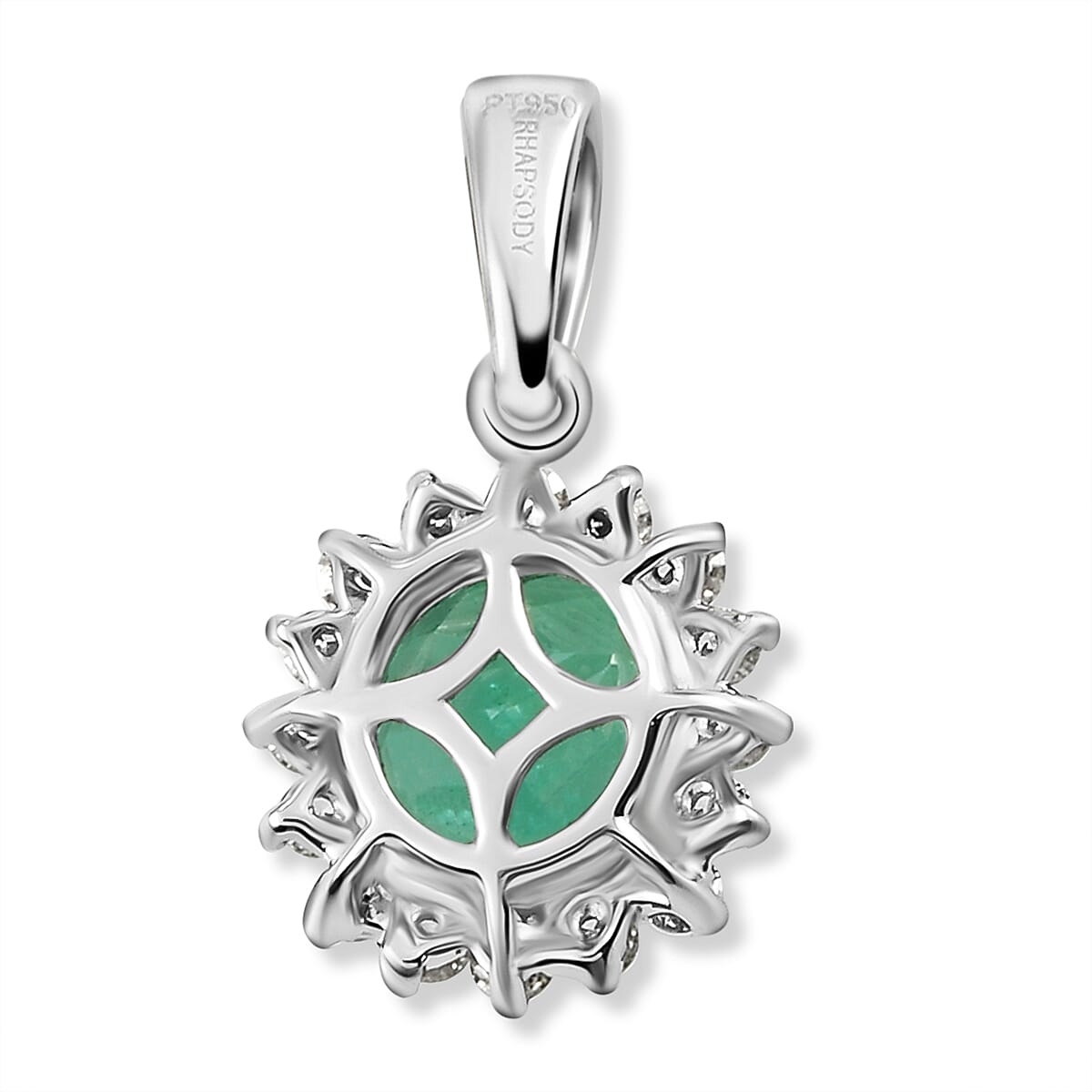 RHAPSODY 950 Platinum AAAA Boyaca Colombian Emerald and Diamond (VS-E-F) Pendant 2.57 Ct.