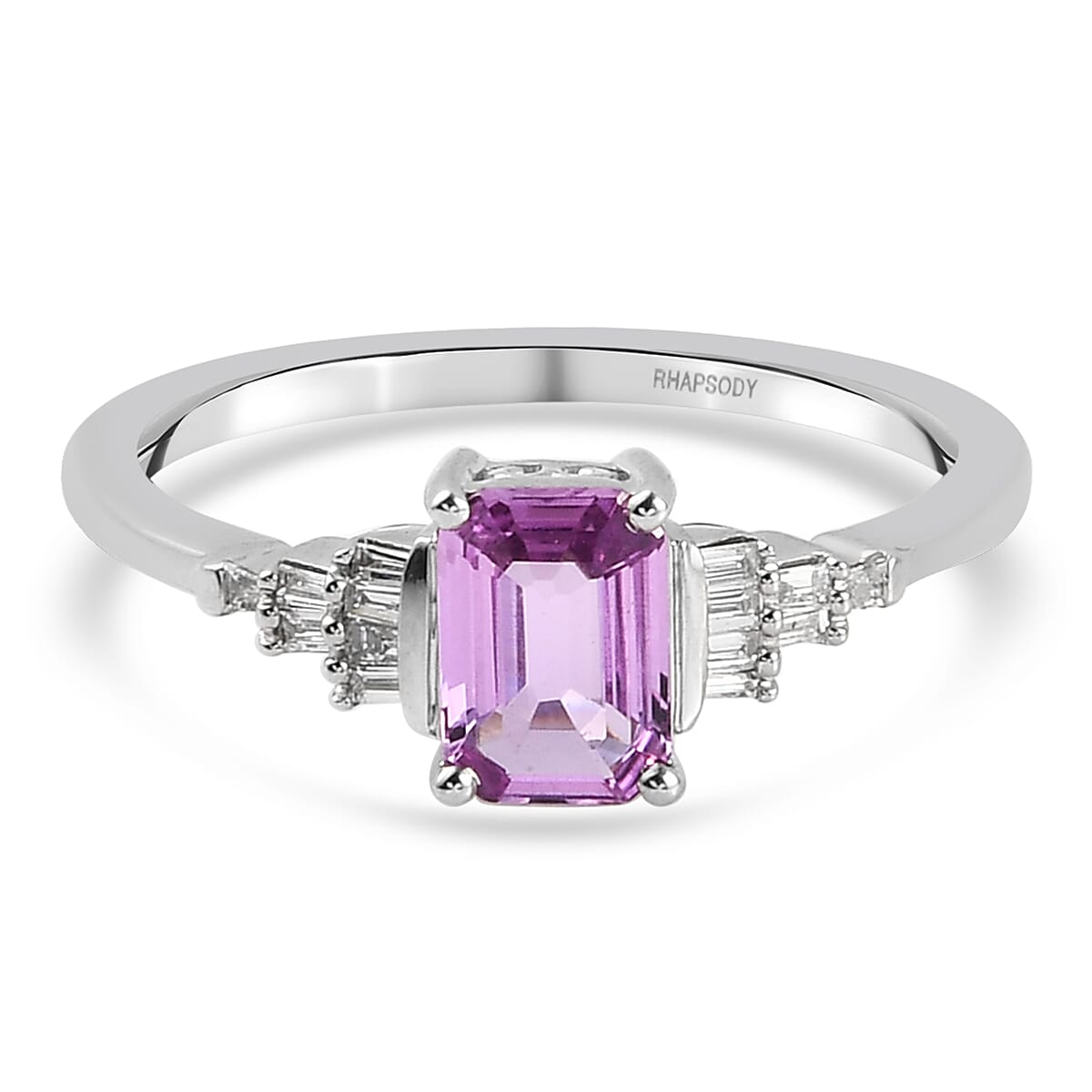 RHAPSODY 950 Platinum AAAA Pink Sapphire and Diamond (VS-E-F) Ring 1.07 Ct.
