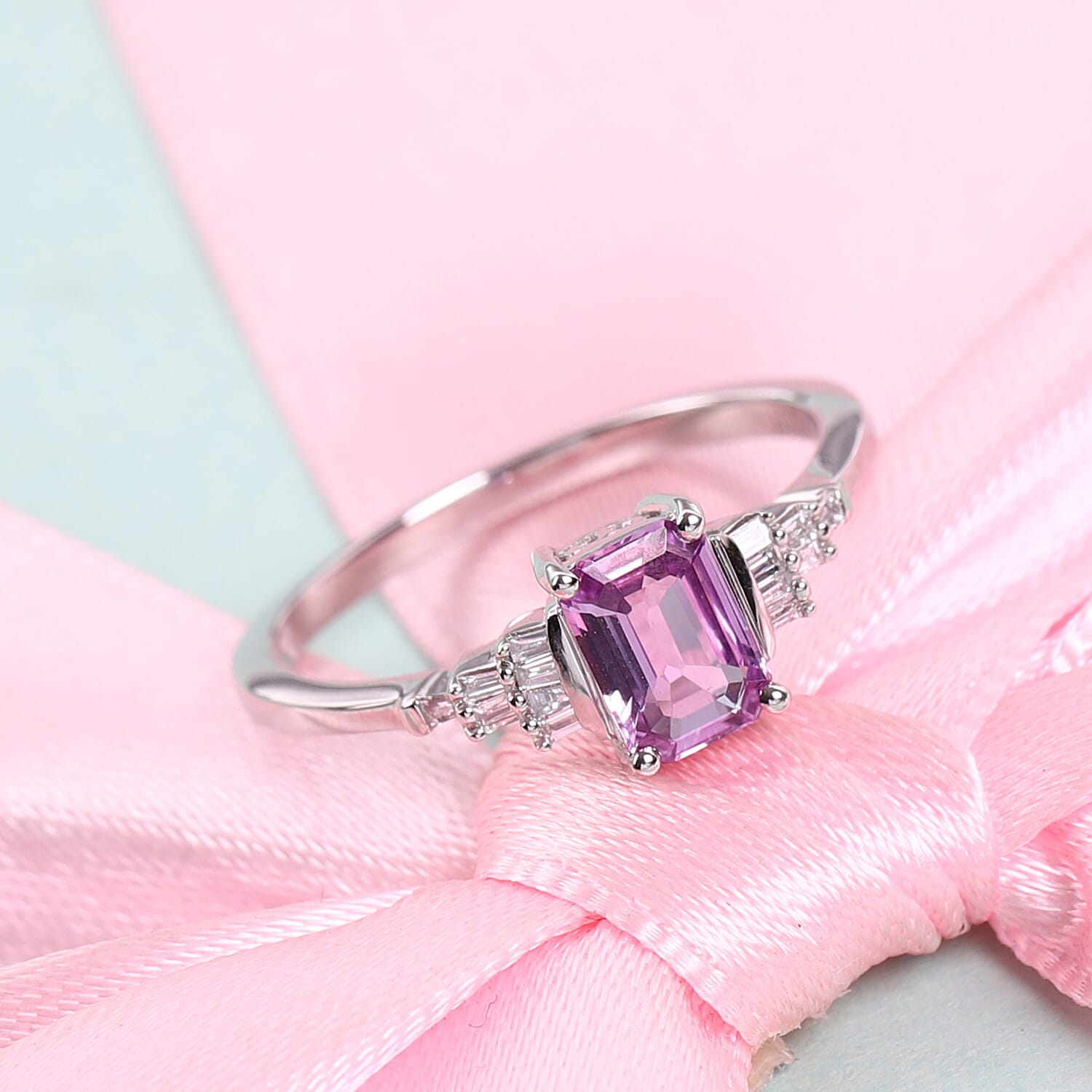 RHAPSODY 950 Platinum AAAA Pink Sapphire and Diamond (VS-E-F) Ring 1.07 Ct.