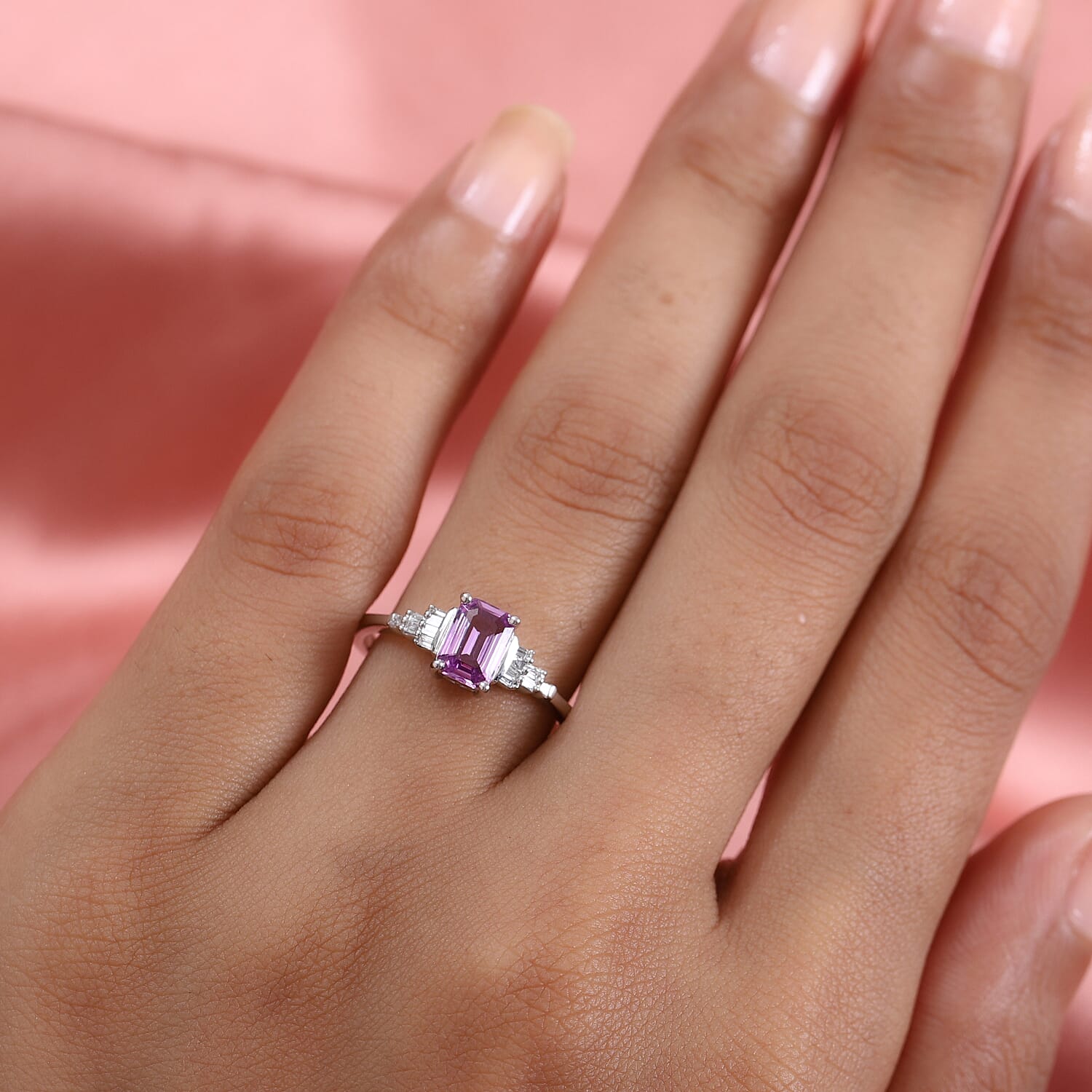 RHAPSODY 950 Platinum AAAA Pink Sapphire and Diamond (VS-E-F) Ring 1.07 Ct.