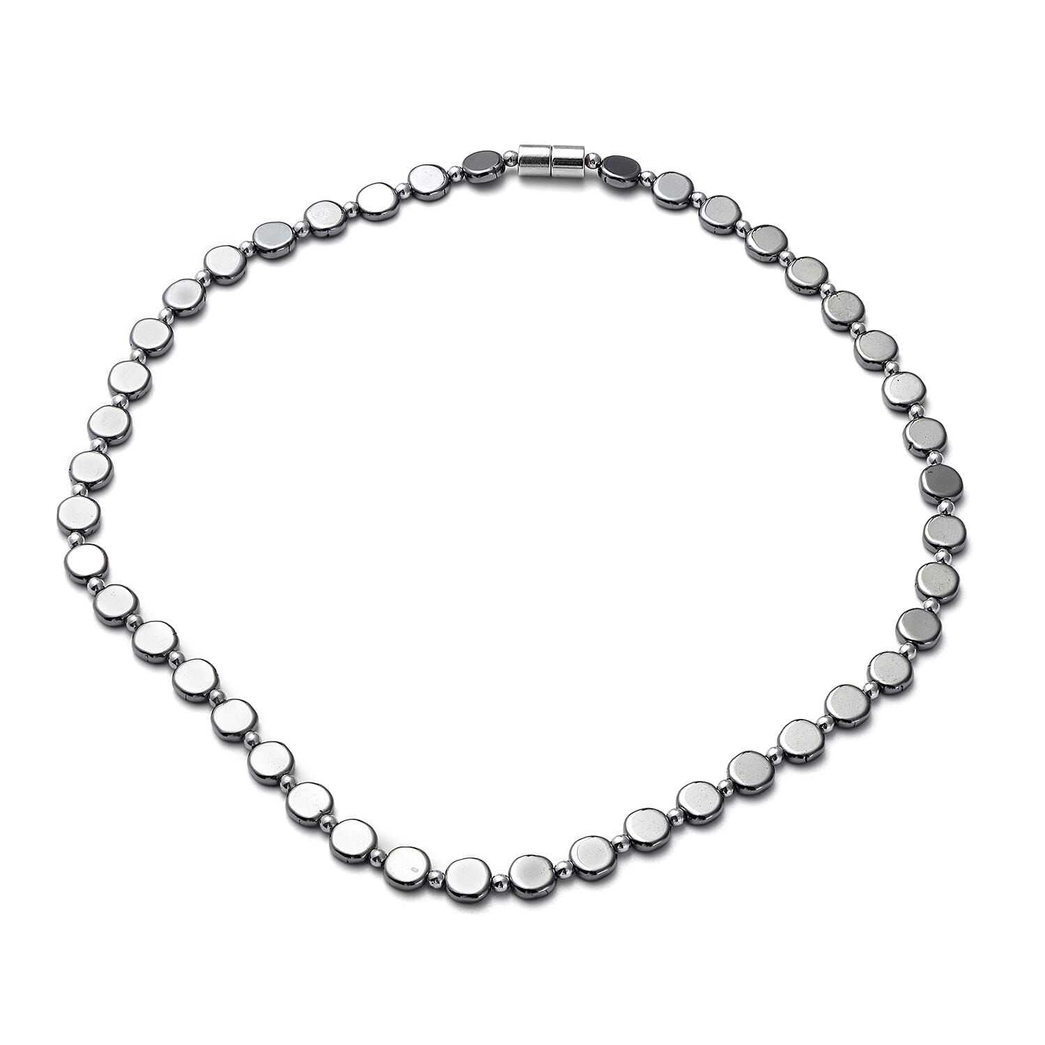 3 Piece Set - Hematite Necklace (Size 18), Stretchable Bracelet (Size 7.5 ) and Hook Earrings in Stainless Steel