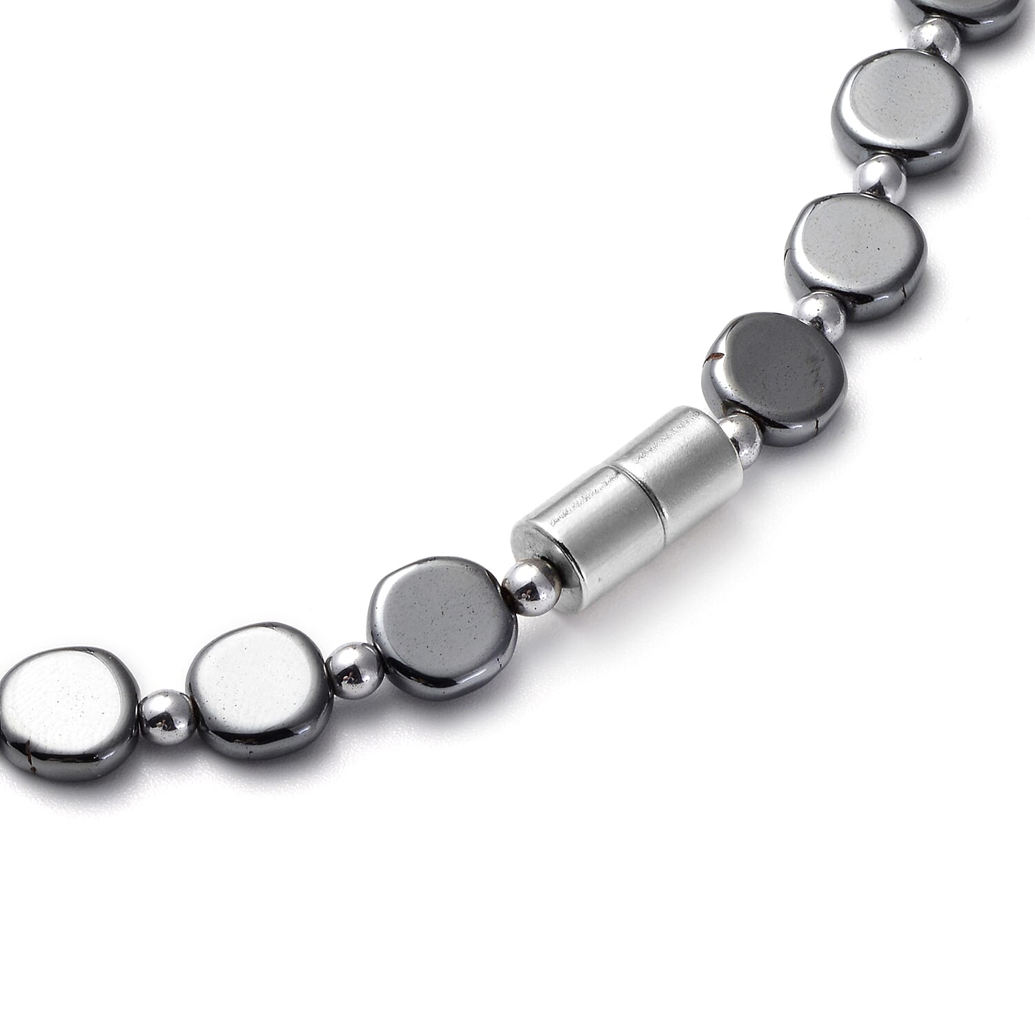 3 Piece Set - Hematite Necklace (Size 18), Stretchable Bracelet (Size 7.5 ) and Hook Earrings in Stainless Steel