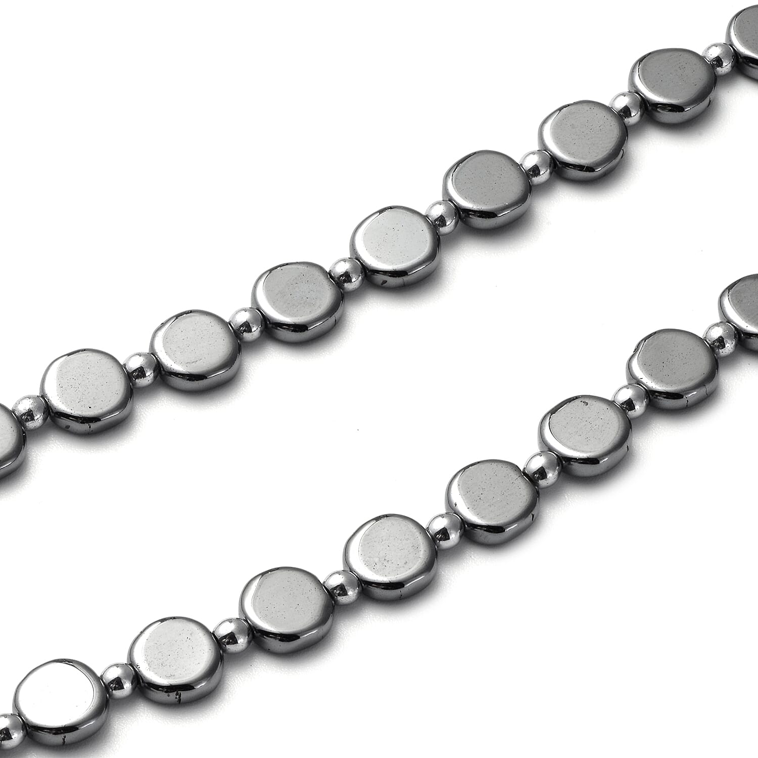 3 Piece Set - Hematite Necklace (Size 18), Stretchable Bracelet (Size 7.5 ) and Hook Earrings in Stainless Steel