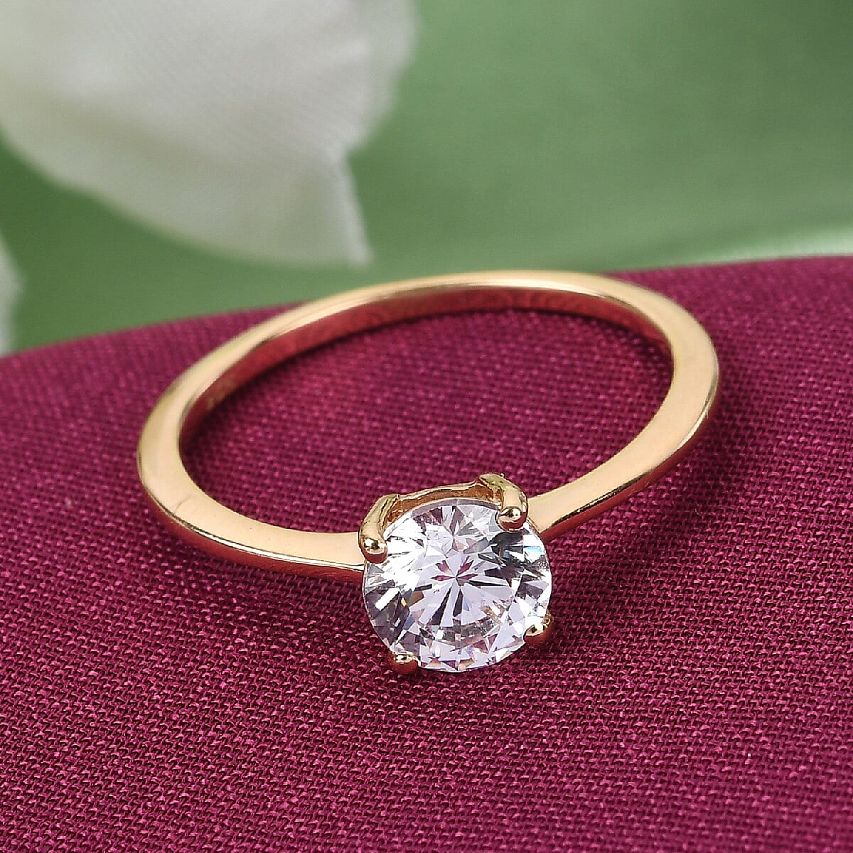 Lustro Stella - 14K Gold Overlay Sterling Silver Solitaire Ring Made with Finest CZ 1.500 Ct.