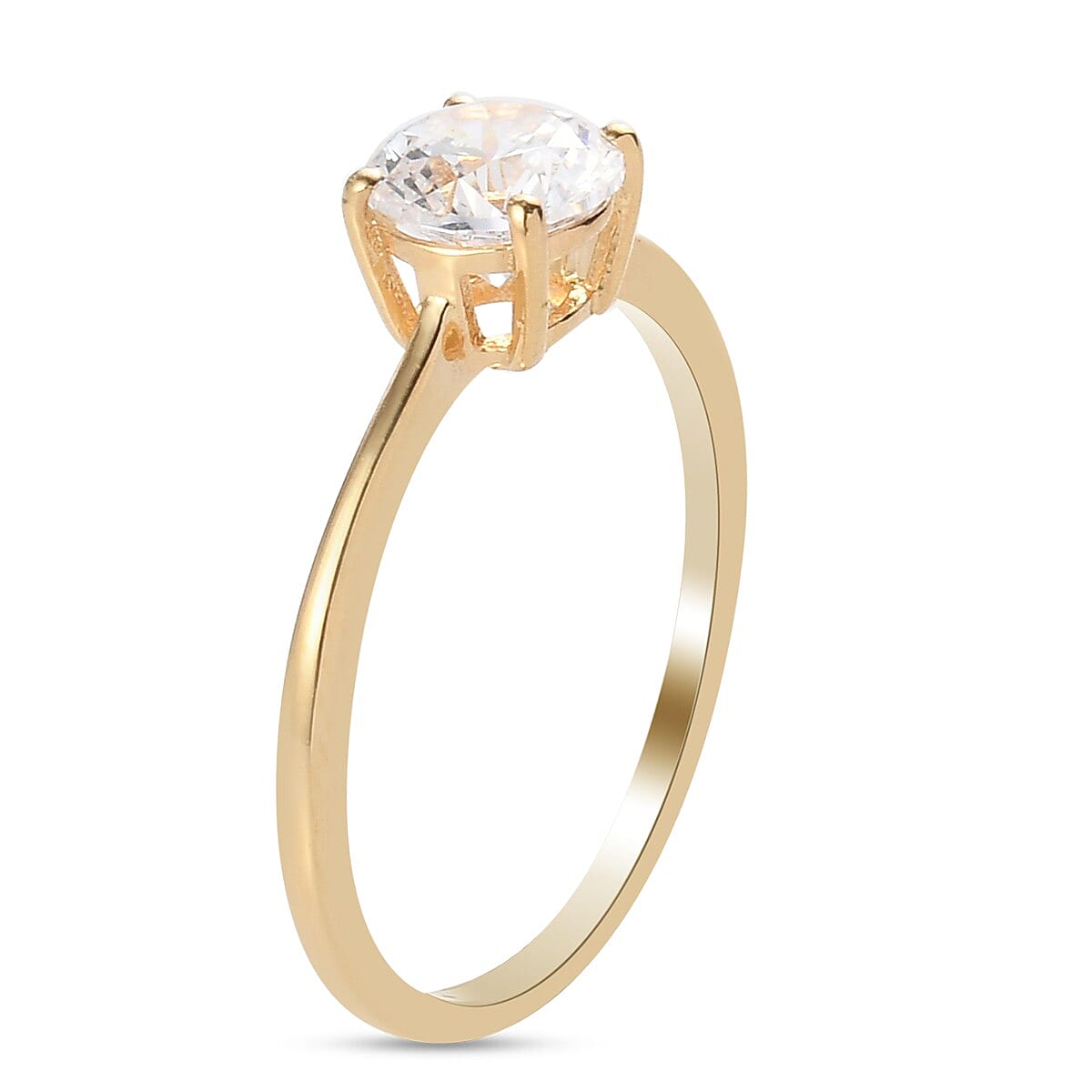 Lustro Stella - 14K Gold Overlay Sterling Silver Solitaire Ring Made with Finest CZ 1.500 Ct.