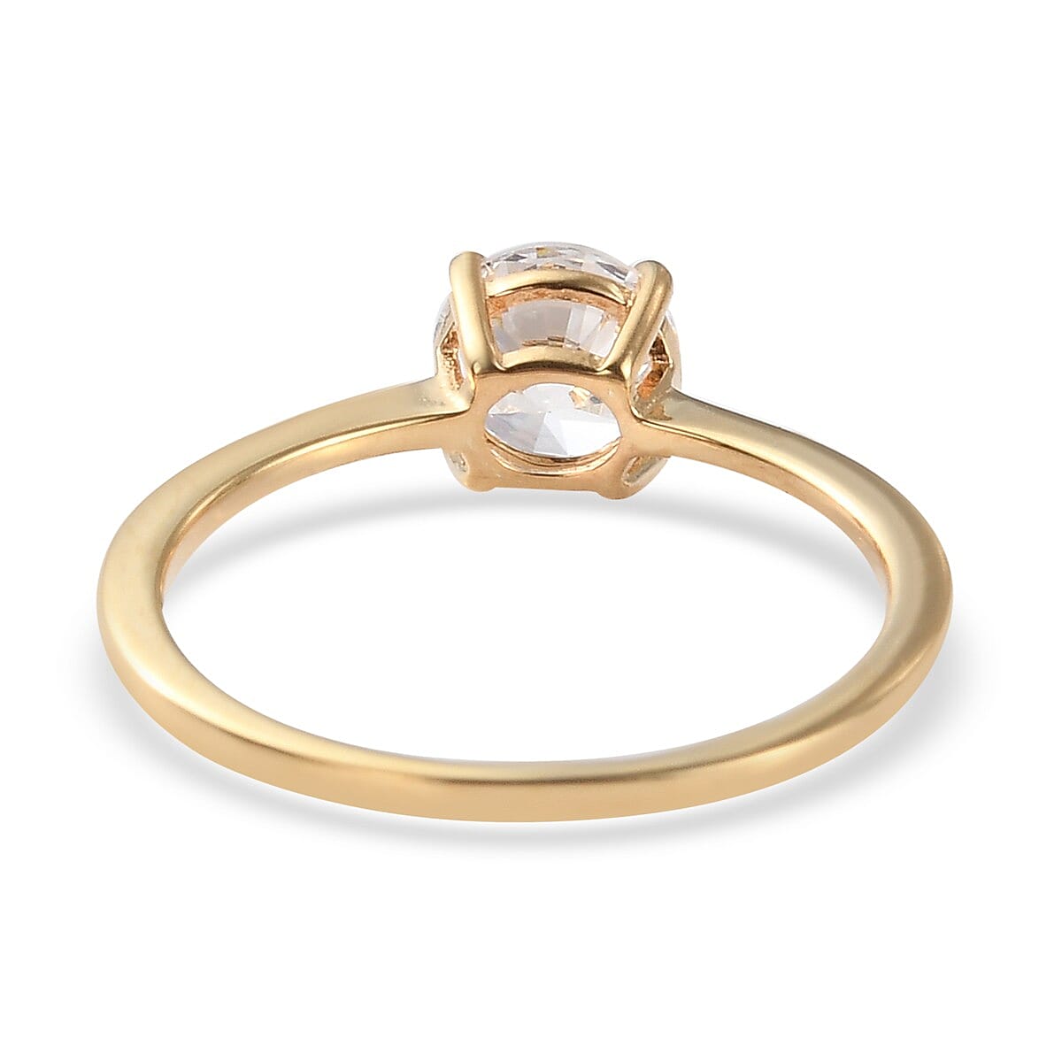 Lustro Stella - 14K Gold Overlay Sterling Silver Solitaire Ring Made with Finest CZ 1.500 Ct.