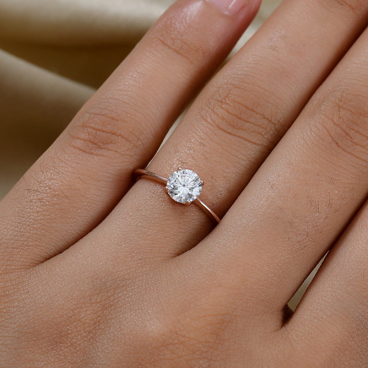 Lustro Stella - 18K Vermeil Rose Gold Plated Sterling Silver Solitaire Ring Made with Finest CZ 1.53 Ct.