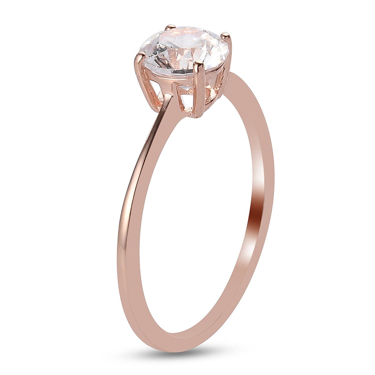 Lustro Stella - 18K Vermeil Rose Gold Plated Sterling Silver Solitaire Ring Made with Finest CZ 1.53 Ct.