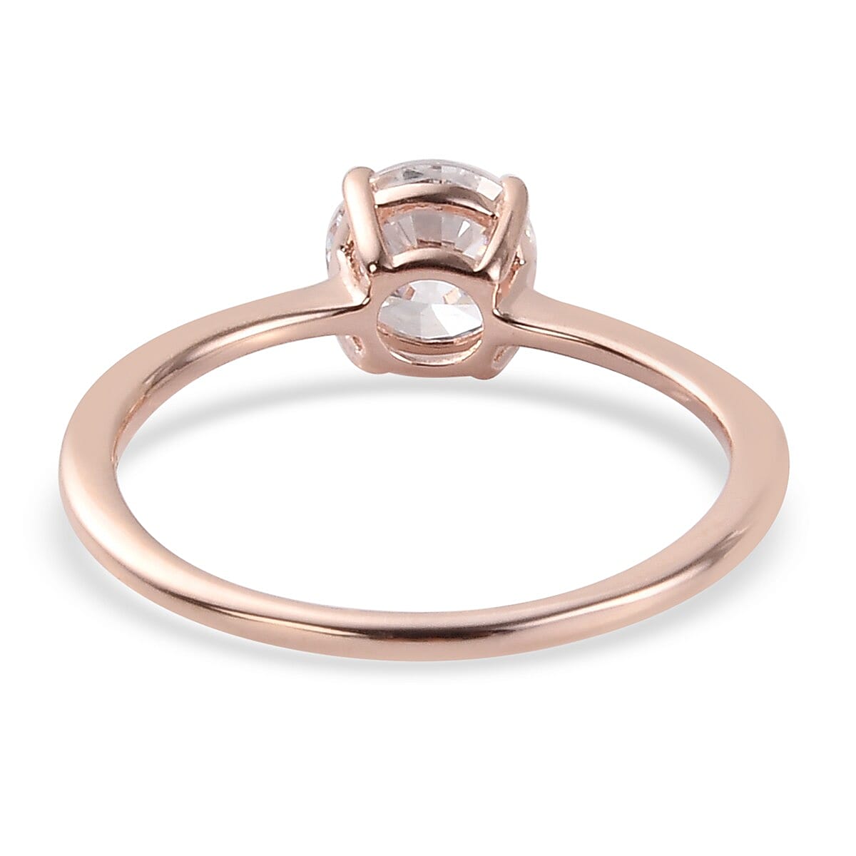 Lustro Stella - 18K Vermeil Rose Gold Plated Sterling Silver Solitaire Ring Made with Finest CZ 1.53 Ct.