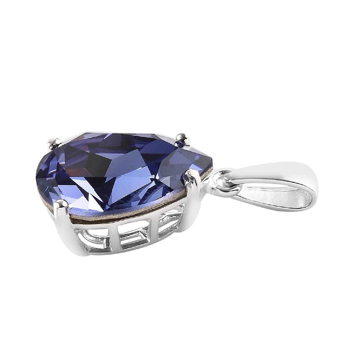 Lustro Stella Tanzanite Colour Crystal Pendant in Platinum Overlay Sterling Silver