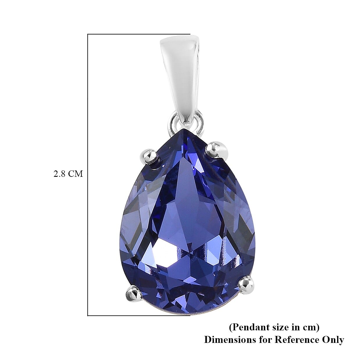 Lustro Stella Tanzanite Colour Crystal Pendant in Platinum Overlay Sterling Silver