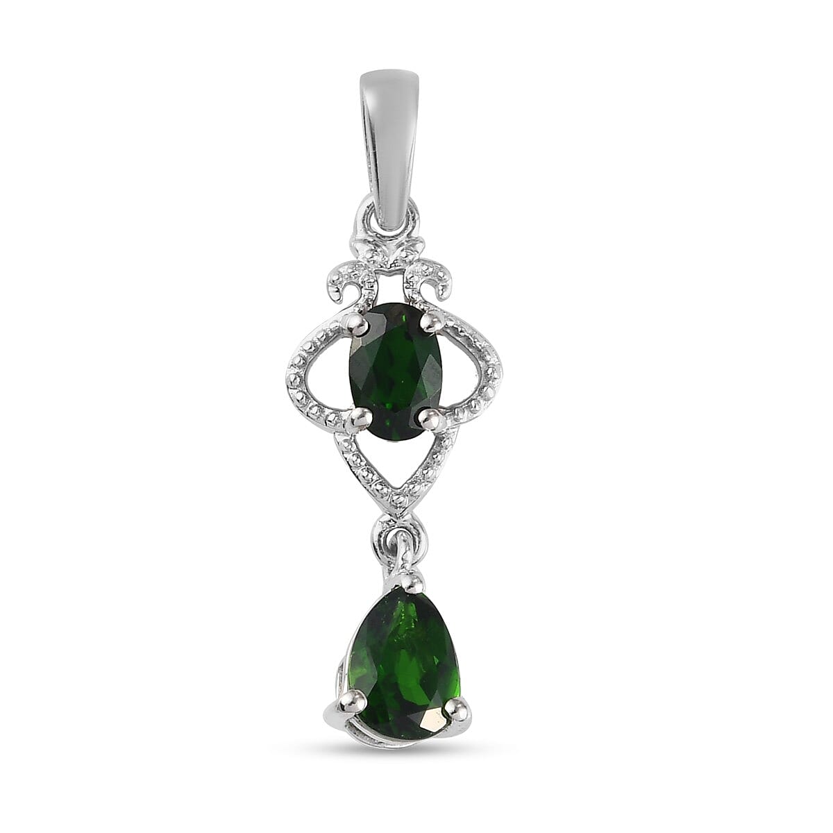 Chrome Diopside Pendant in Platinum Overlay Sterling Silver 1.25 Ct.