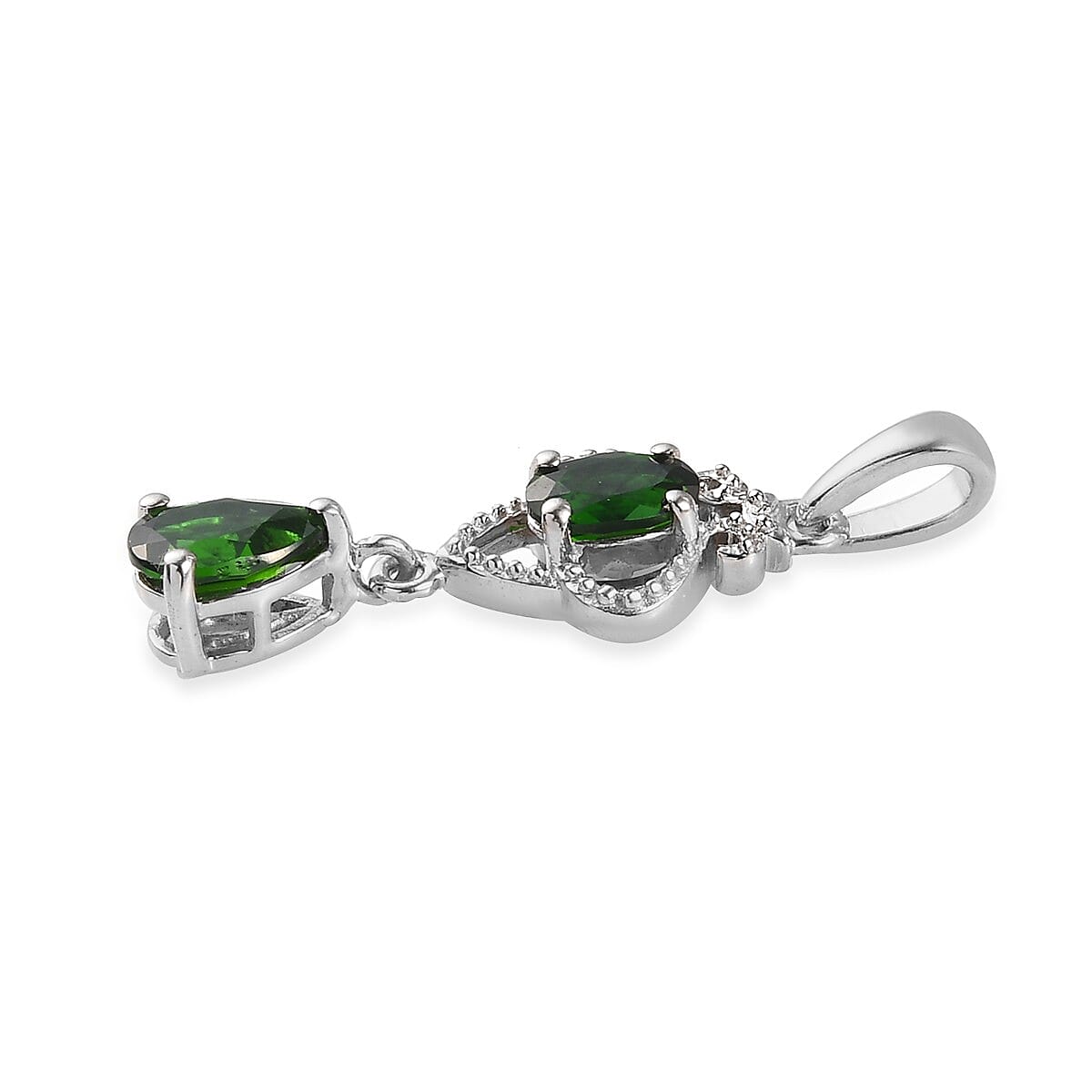 Chrome Diopside Pendant in Platinum Overlay Sterling Silver 1.25 Ct.
