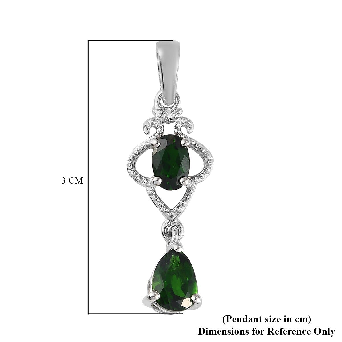Chrome Diopside Pendant in Platinum Overlay Sterling Silver 1.25 Ct.