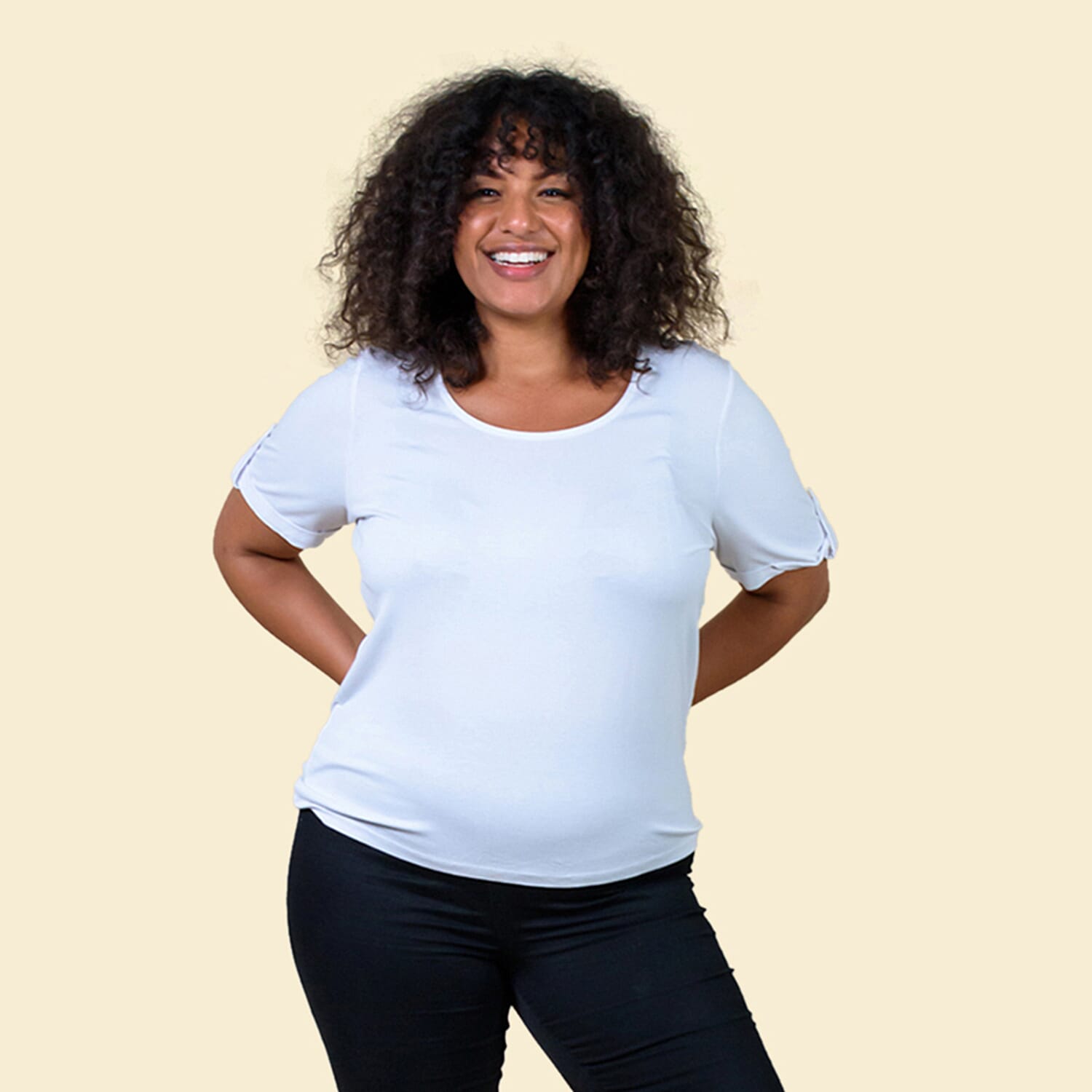 TAMSY Viscose Stylish Tee for Womens Top (Size 10) - White